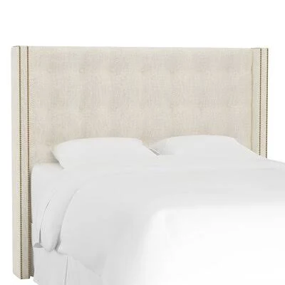 Lollis Wood Frame Upholstered Wingback Headboard Size: King, Upholstery: Talc