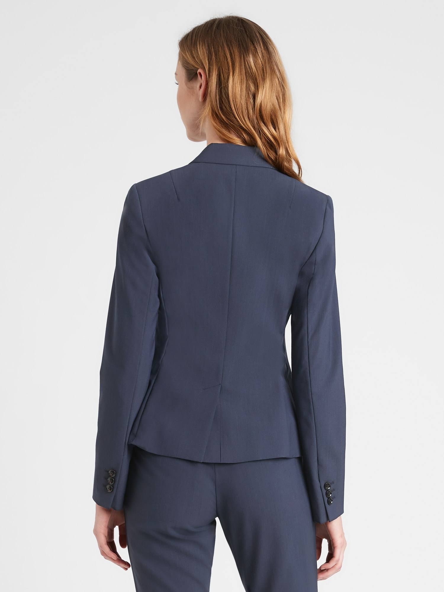 Banana Republic Women's Petite Classic-Fit Washable Italian Wool-Blend Blazer Navy Petite Size 12