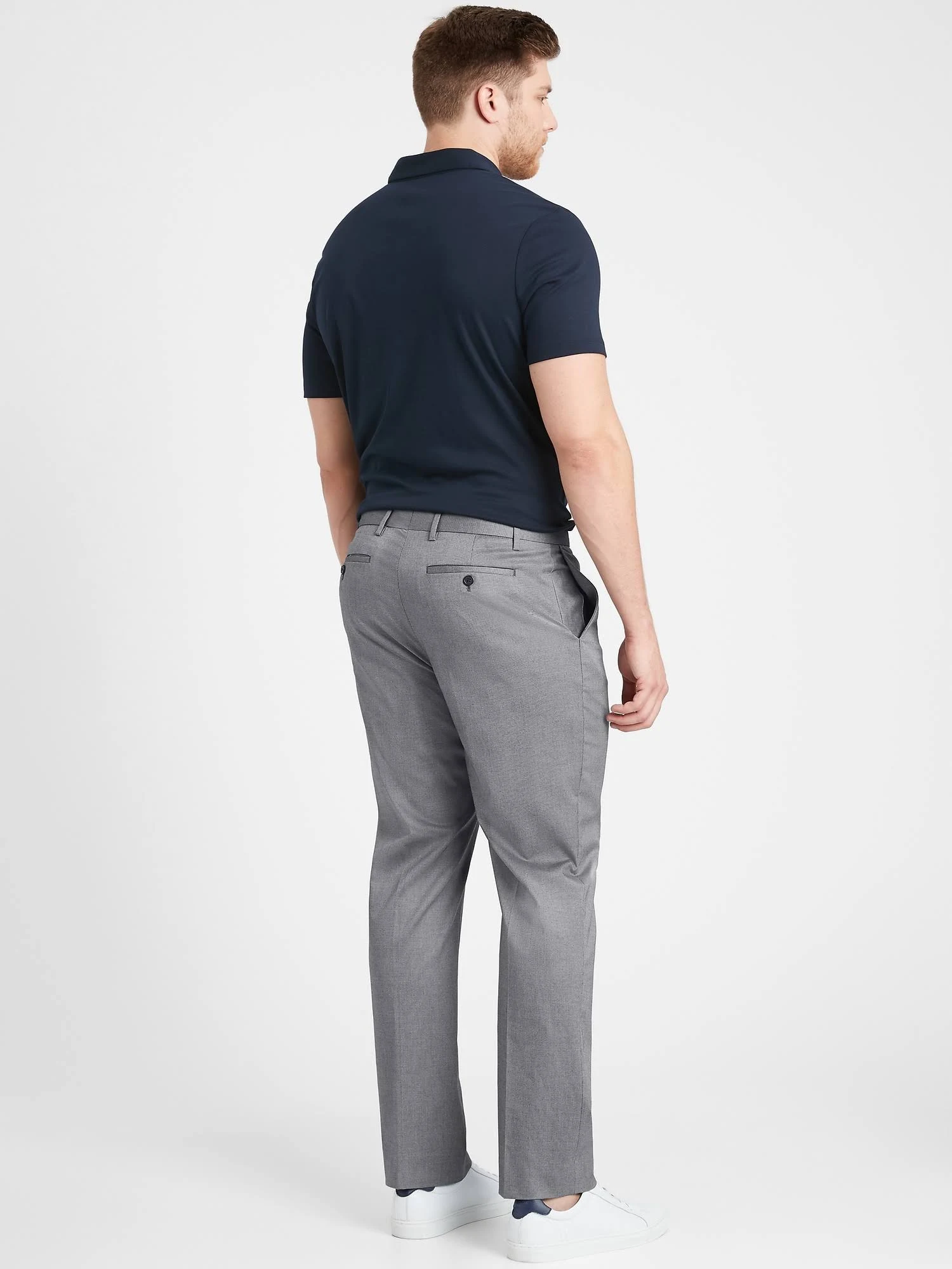 Banana Republic Men's Slim Non-Iron Stretch Cotton Solid Pant Gray Tall Size 34W 36L
