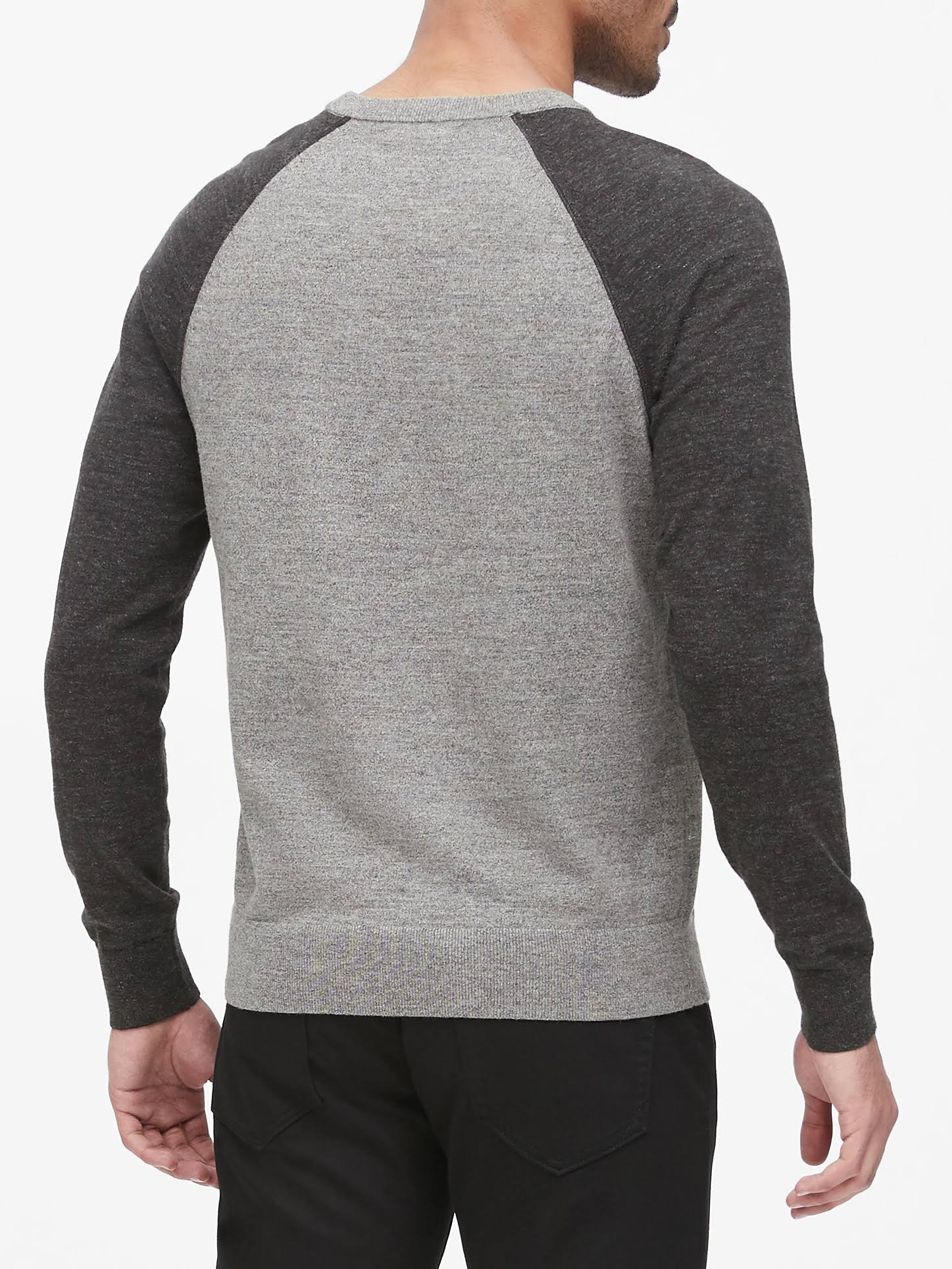 Banana Republic Men's Organic Cotton Raglan Sweater Heather Gray Size XXS