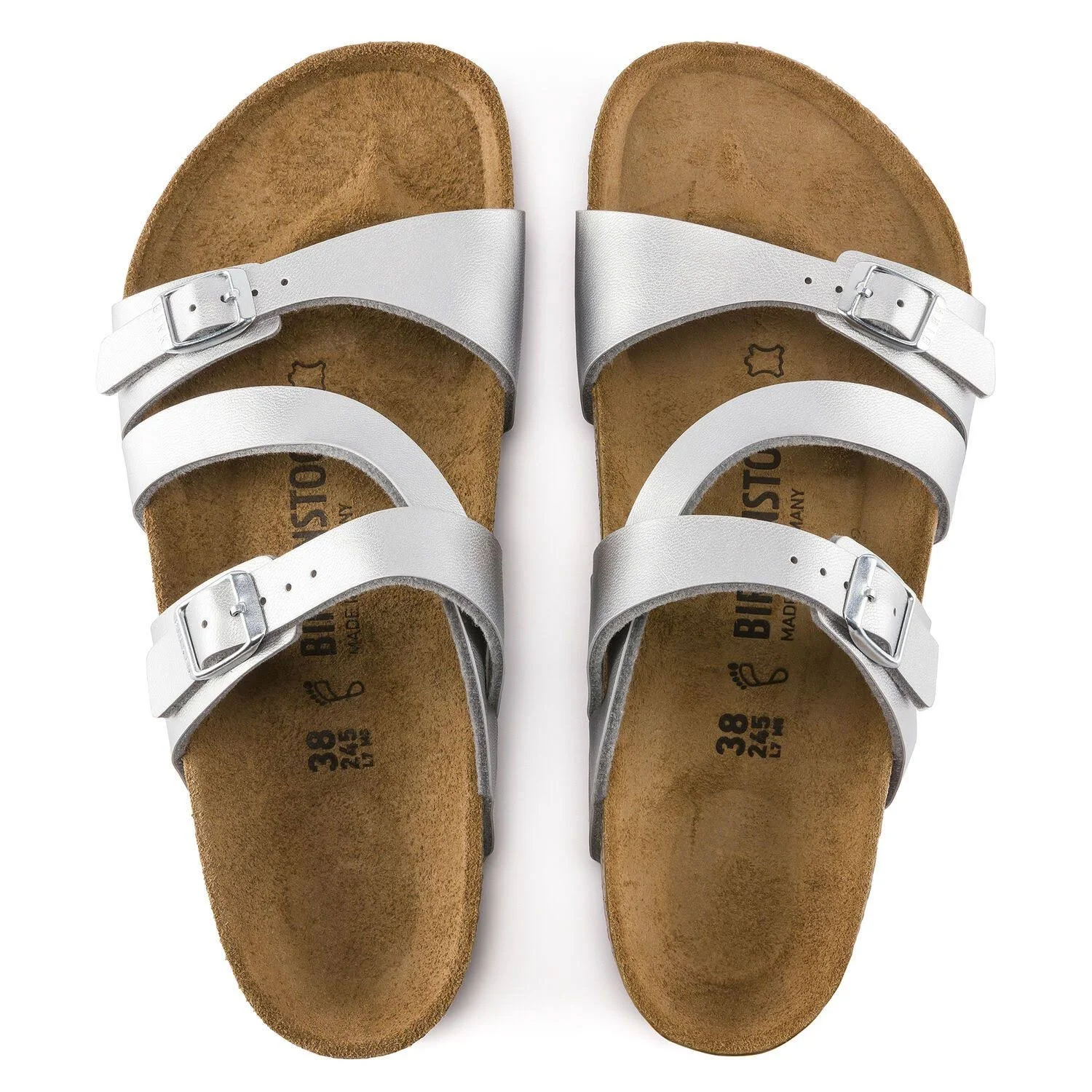 Birkenstock Salina Birko-Flor Silver Multi-Strap Sandals