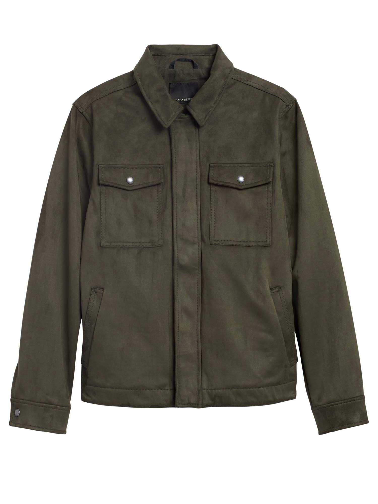 Banana Republic Men's Vegan Suede Trucker Jacket Wilderness Green Size L