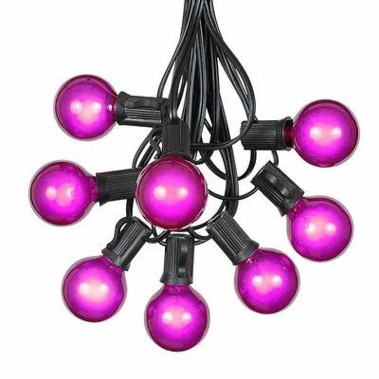 G40 Patio 25 ft. 25-Light Globe String Lights The Party Aisle Bulb Color: Purple, Cord Color: Black