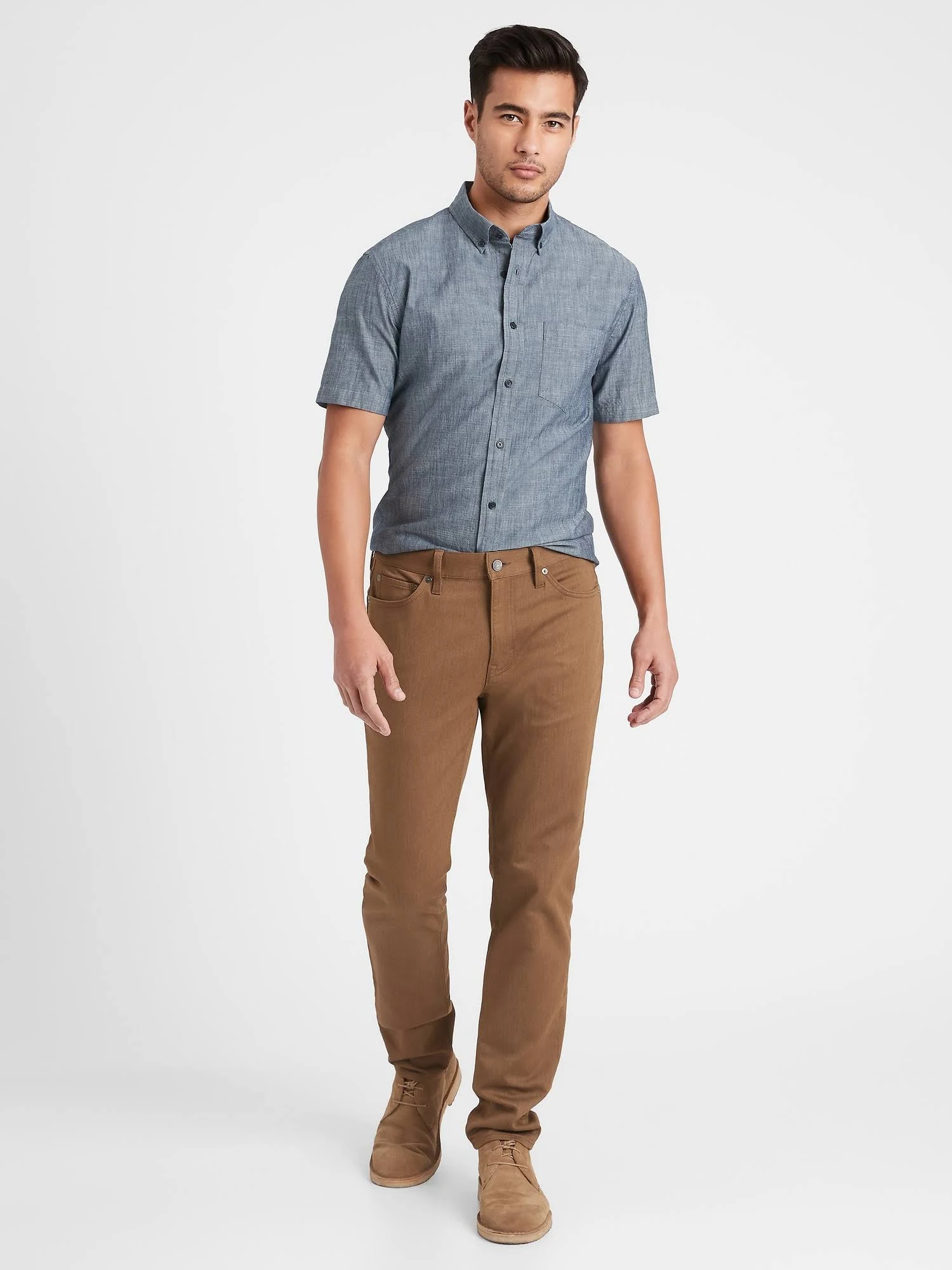 Banana Republic Men's Athletic Tapered Heathered Traveler Pant Camel Tall Size 35W 36L