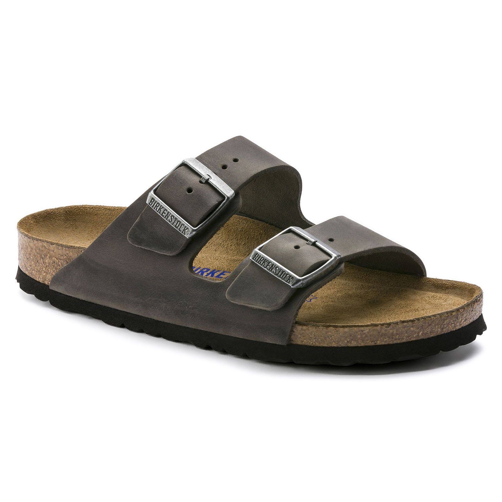 Birkenstock Arizona Oiled Leather Sandals, Iron, Size 42