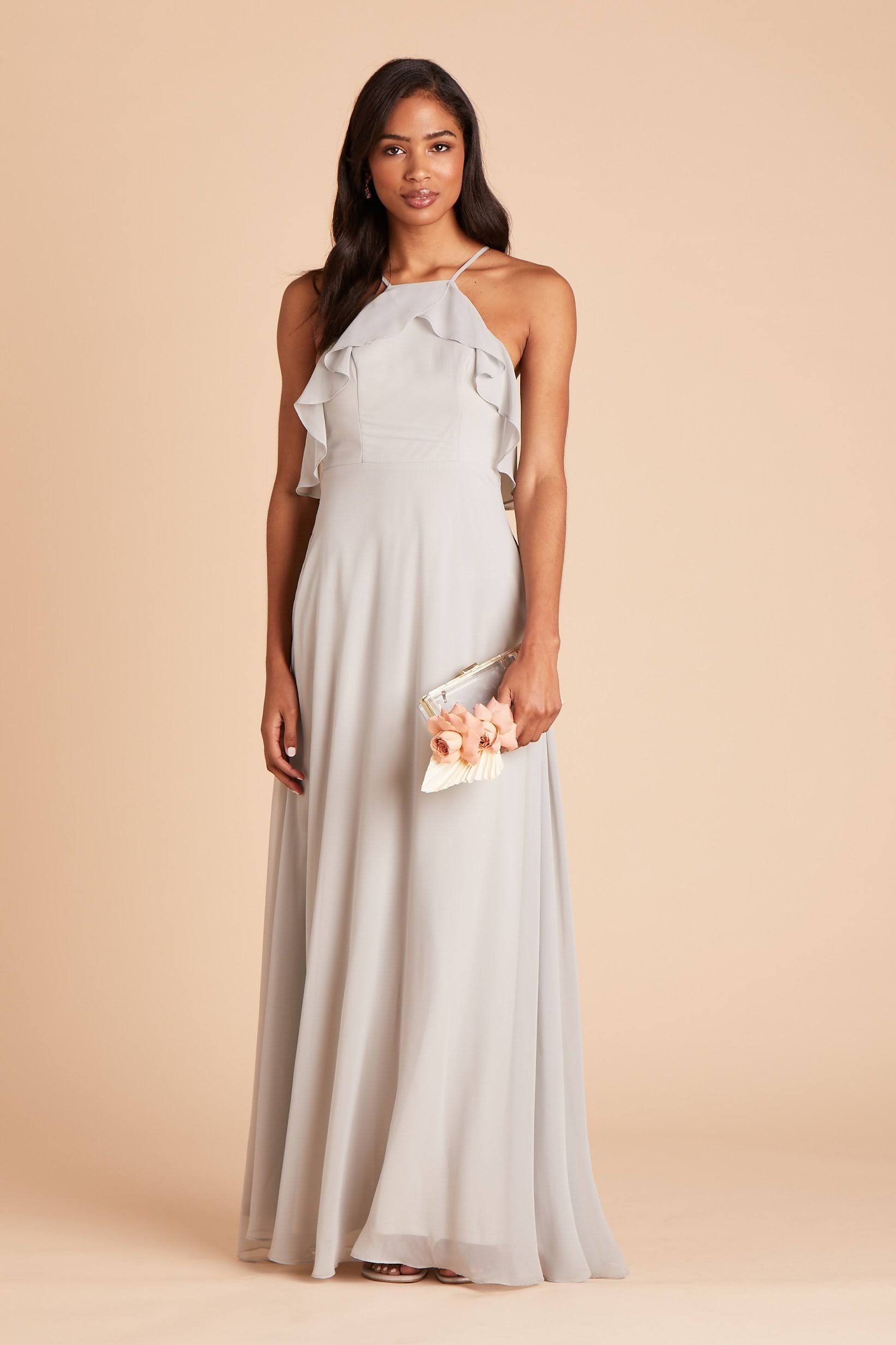 Birdy Grey Jules Chiffon Bridesmaid Dress in Dove Gray L / Dove Gray