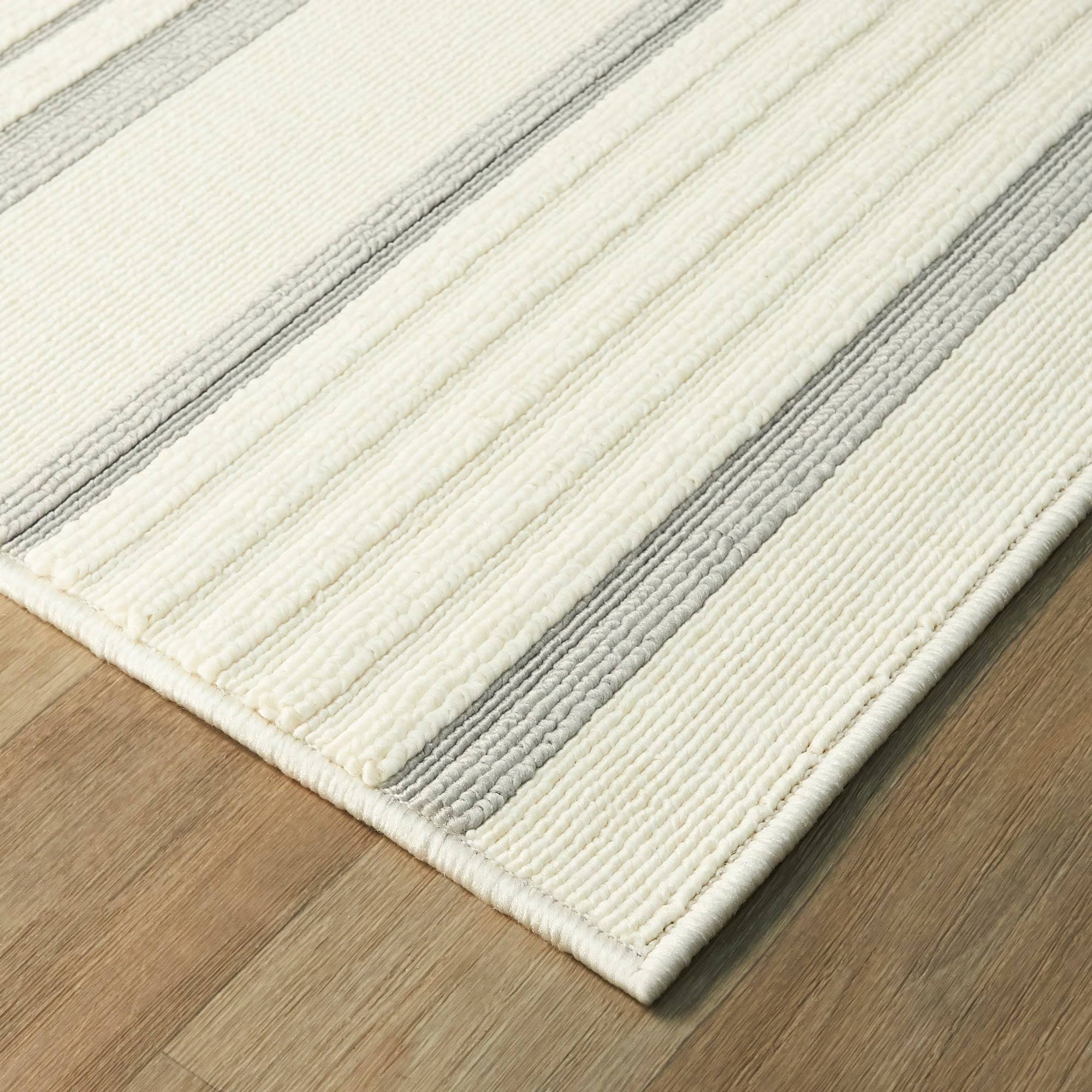Hampton Bay Stripes Navy/White 8 ft. x 10 ft. Indoor/Outdoor Area Rug, Blue