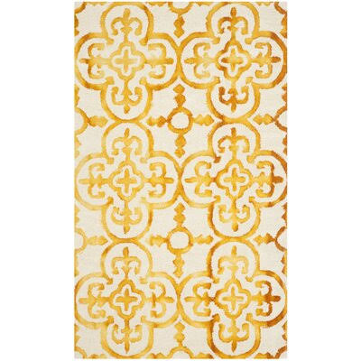 Bungalow Rose Naples Park Hand-Tufted Yellow Area Rug; 9& x 12&