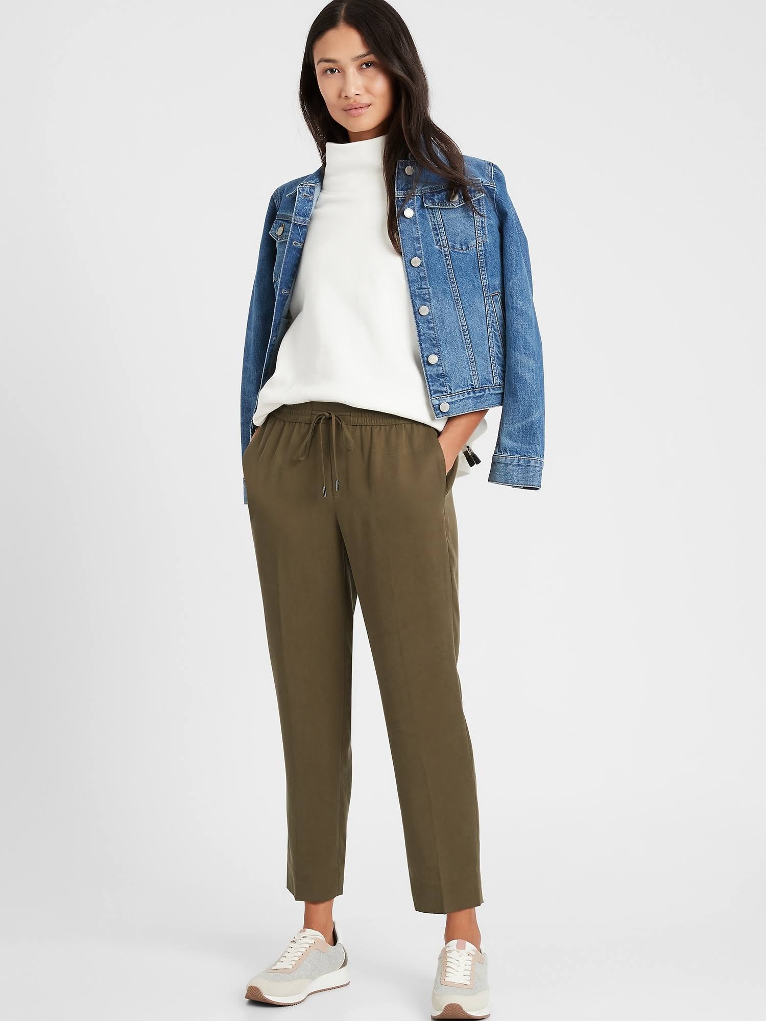 Banana Republic Women's Slim Tencel Pant Heritage Olive Green Size Xs