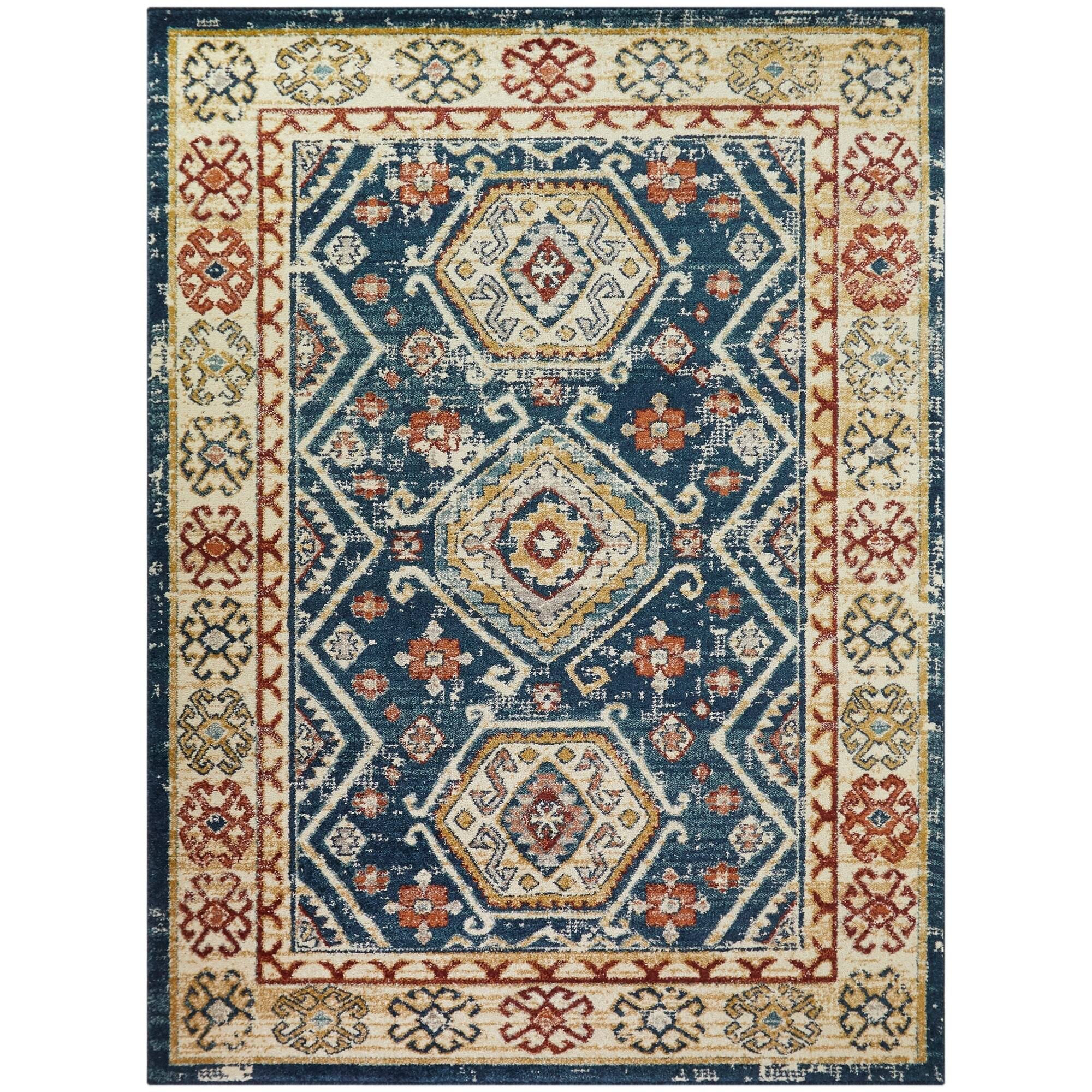 BALTA Reed Rust 5 ft. x 7 ft. Distressed Medallion Area Rug, Red