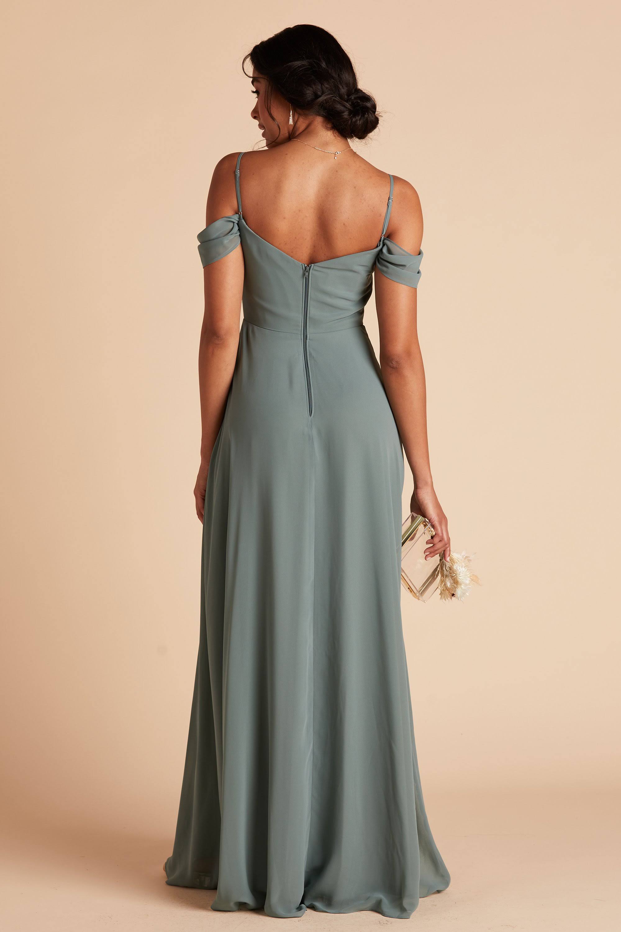 Birdy Grey Devin Convertible Chiffon Bridesmaid Dress in Sea Glass M / Sea Glass / No Slit