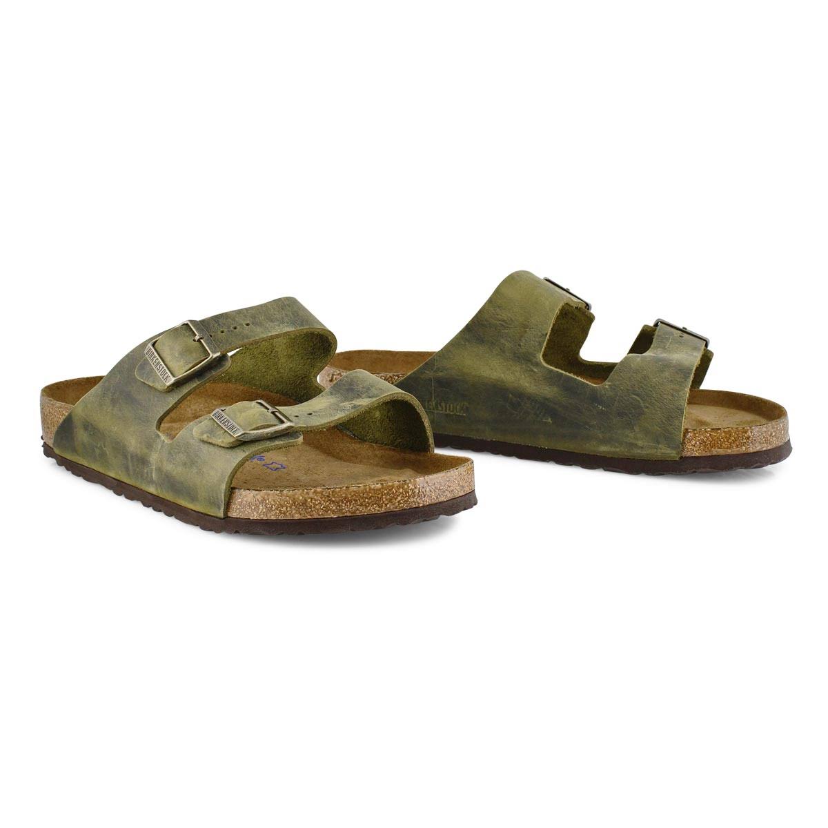 Birkenstock Arizona Oiled Leather Jade Two-Strap Sandals