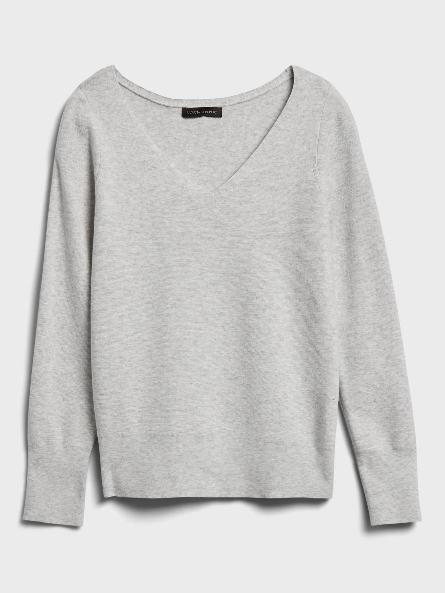 Banana Republic Women's Wide V-Neck Sweater Top Light Gray Size Xs