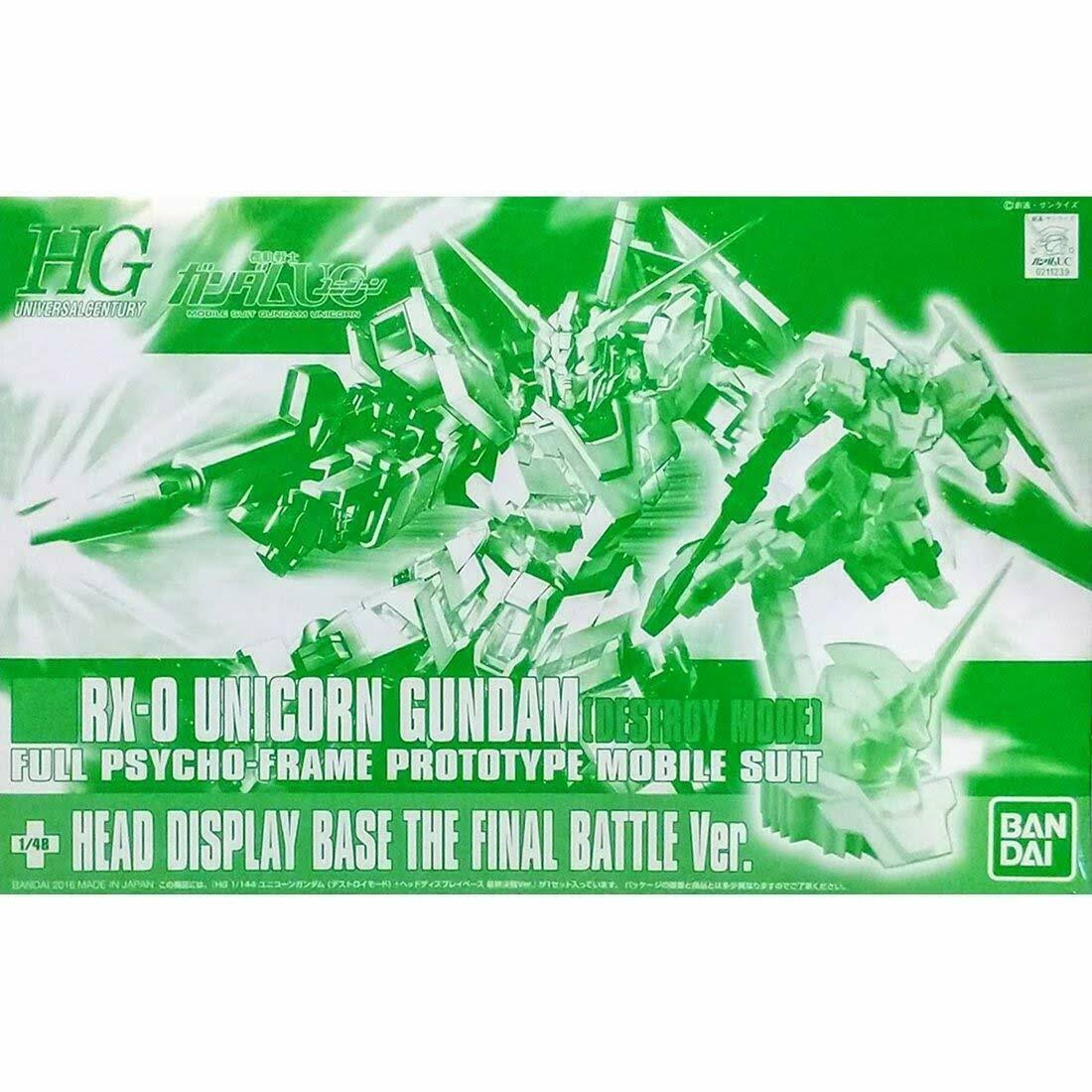 Bandai 112396 HGUC 1/144 RX-0 Unicorn Gundam D-Mode + Head Display Base Limited