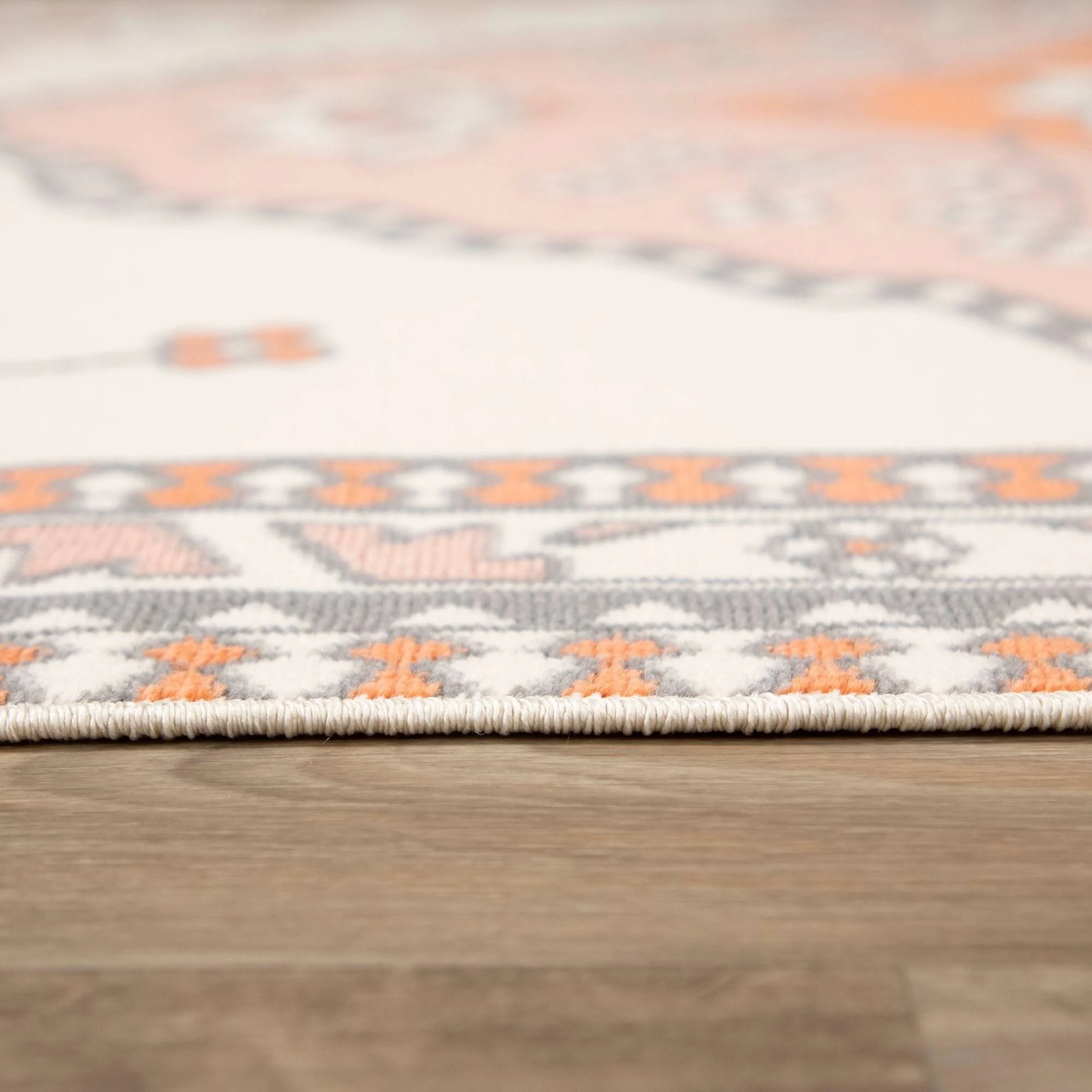 Morvarid Floral Medallion Area Rug - 7&10x22 x 10& - Coral