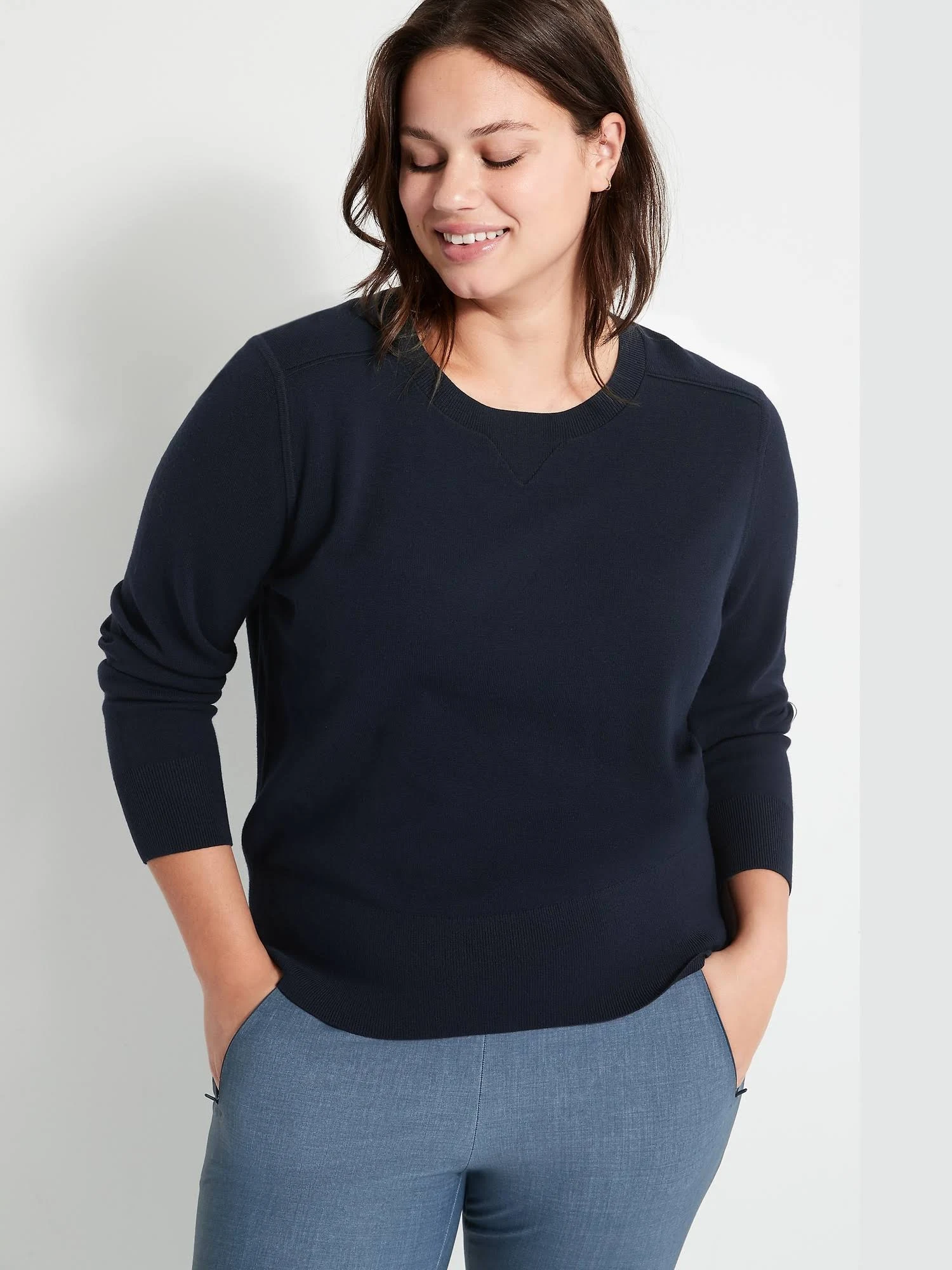 Banana Republic Women's Crew-Neck Sweater Navy Size XL