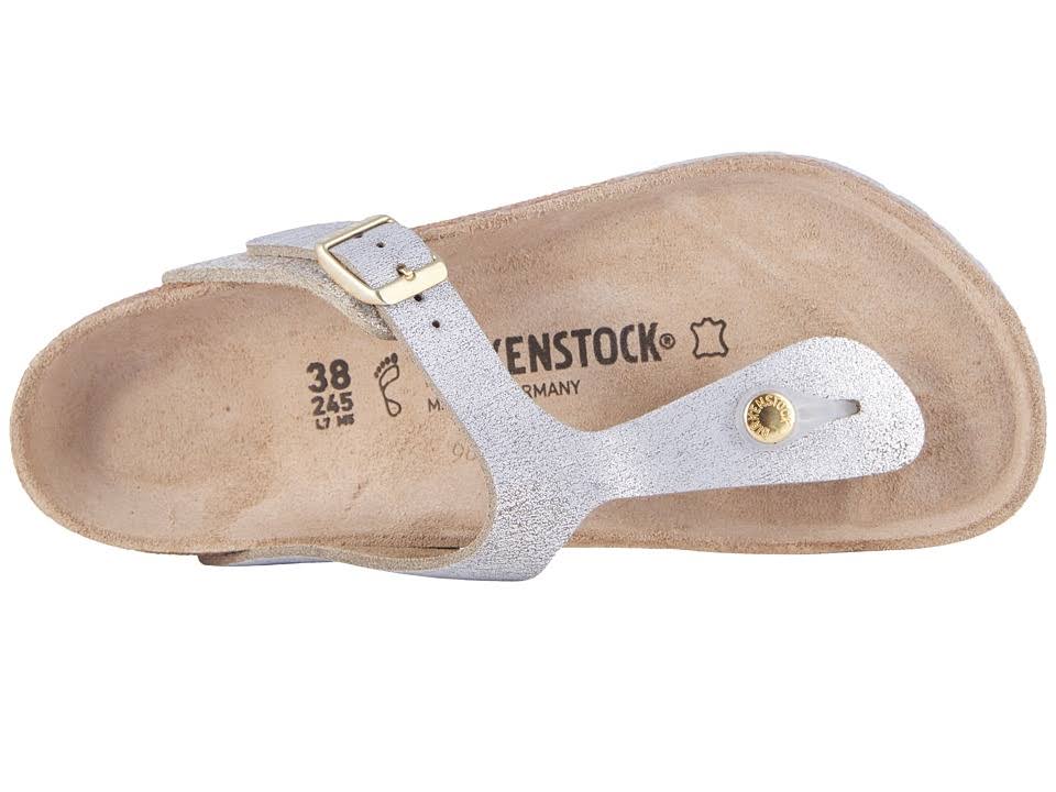 Birkenstock Women's Gizeh Sandal - 41 - Washed Metallic Blue