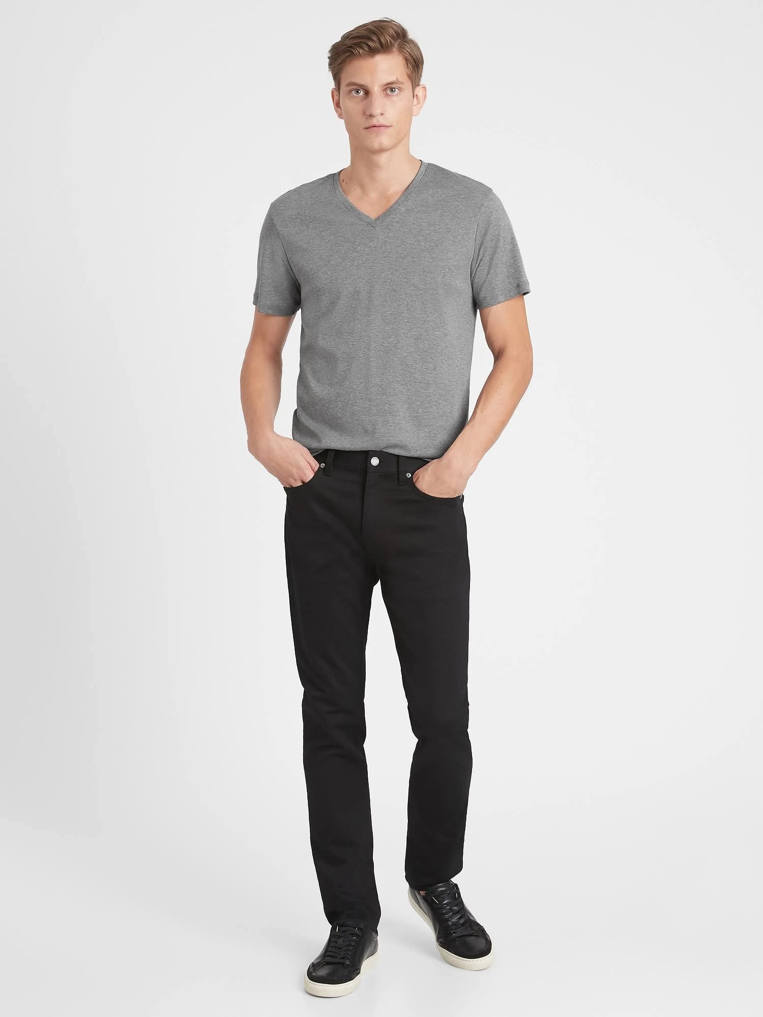 Banana Republic Men's Luxury-Touch V-Neck T-Shirt Medium Gray Heather Size XL