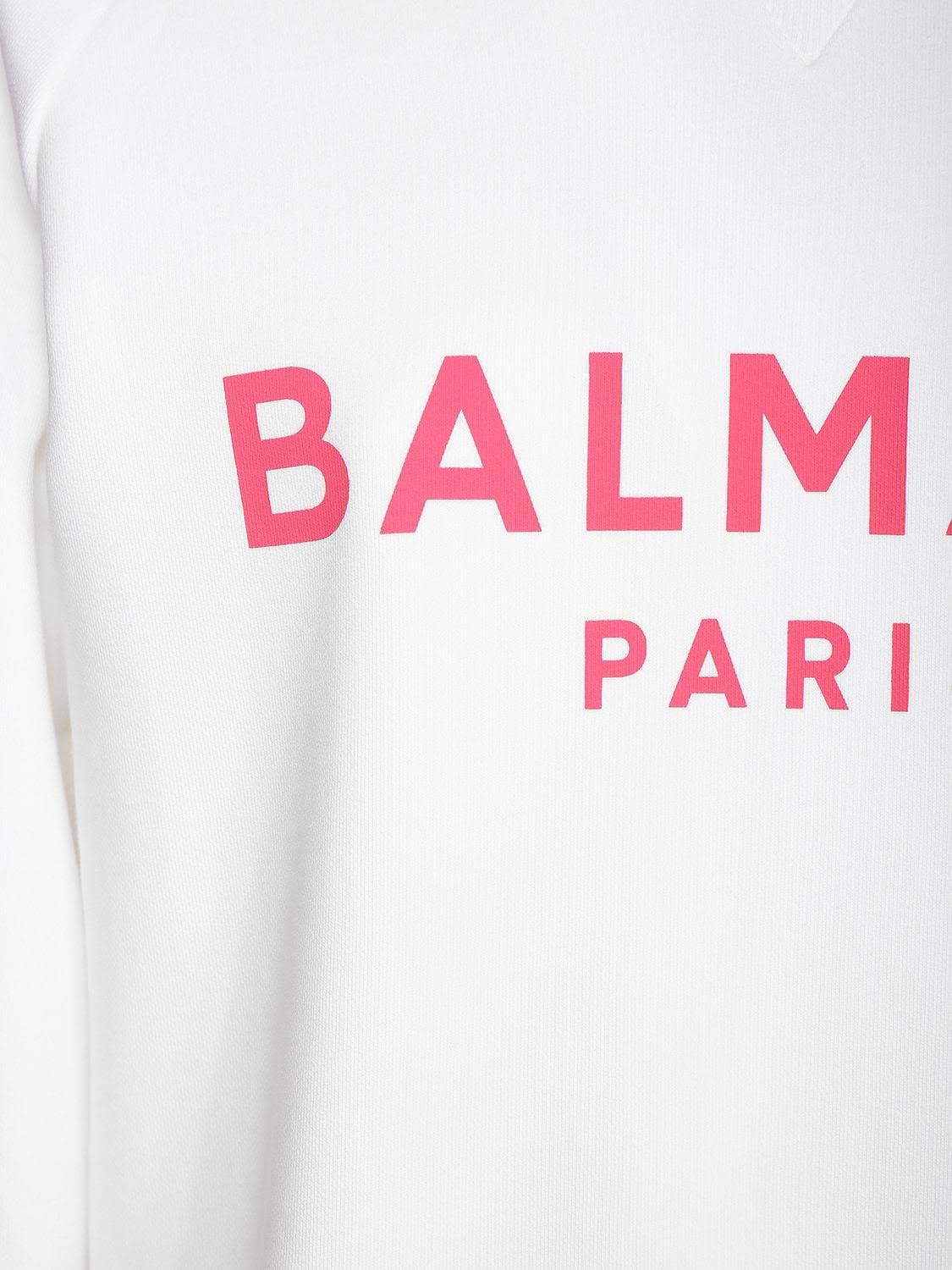 Balmain Logo Cotton Jersey Sweatshirt - White - Sweatshirts