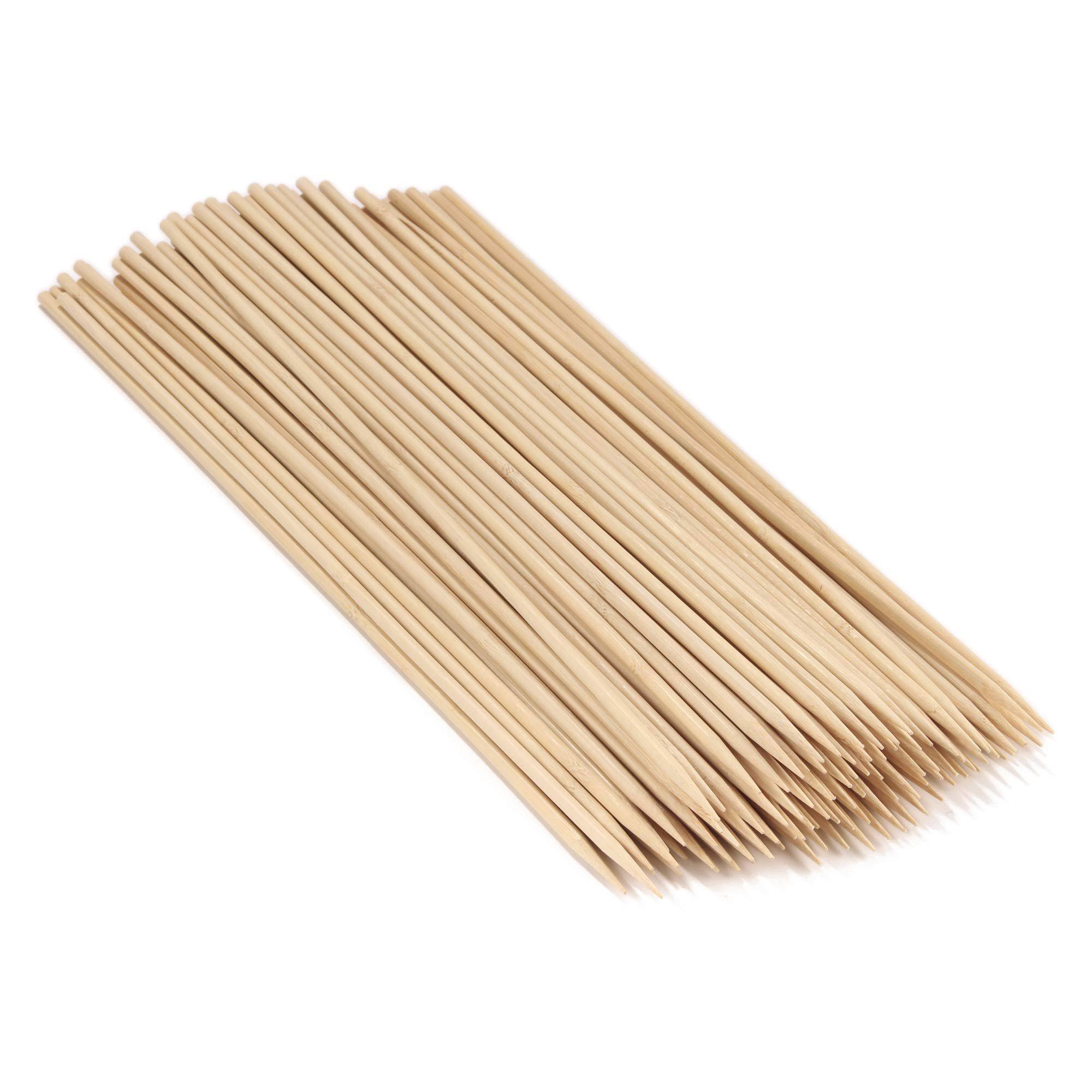 BambooMN 24x22 Long x 5mm Thick Sharp Point Bamboo Kabab Satay BBQ Skewers Party Supplies, 300 Pieces