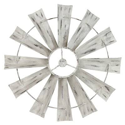 Windmill Cream Metal Wall Decor