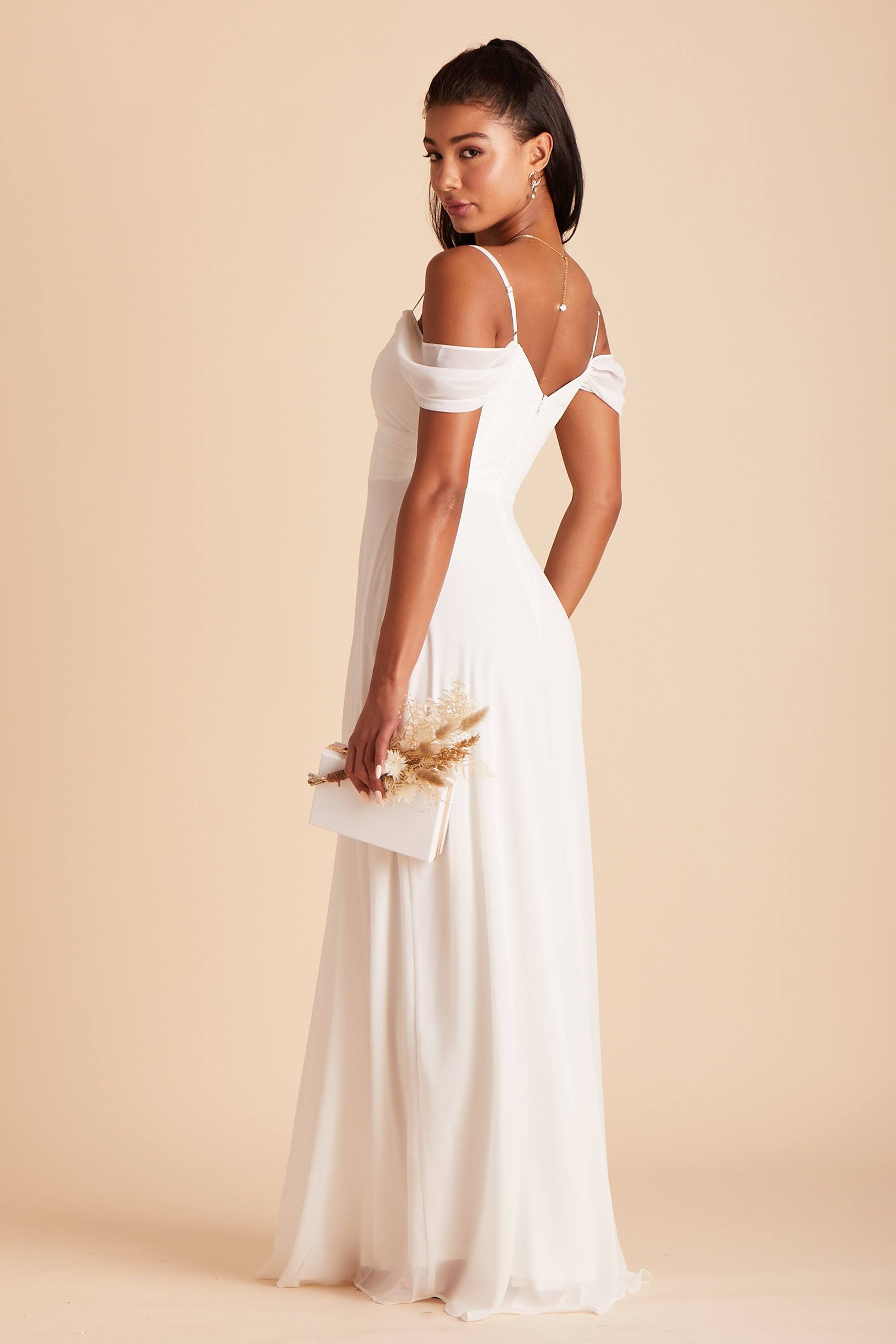 Birdy Grey Spence Convertible Chiffon Bridesmaid Dress in White S / White