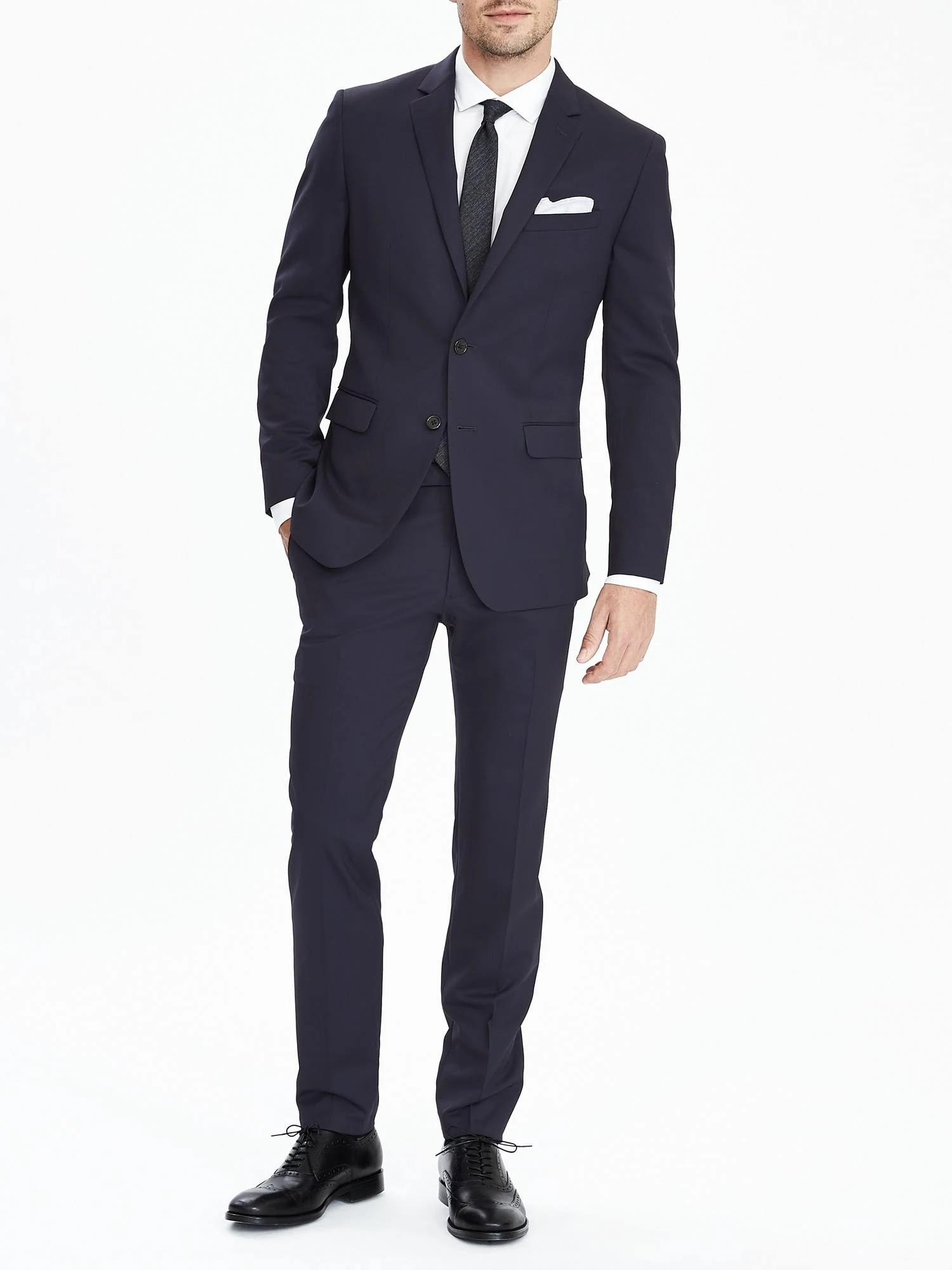 Banana Republic Men's Slim Solid Italian Wool Suit Jacket Navy Size 50 Long