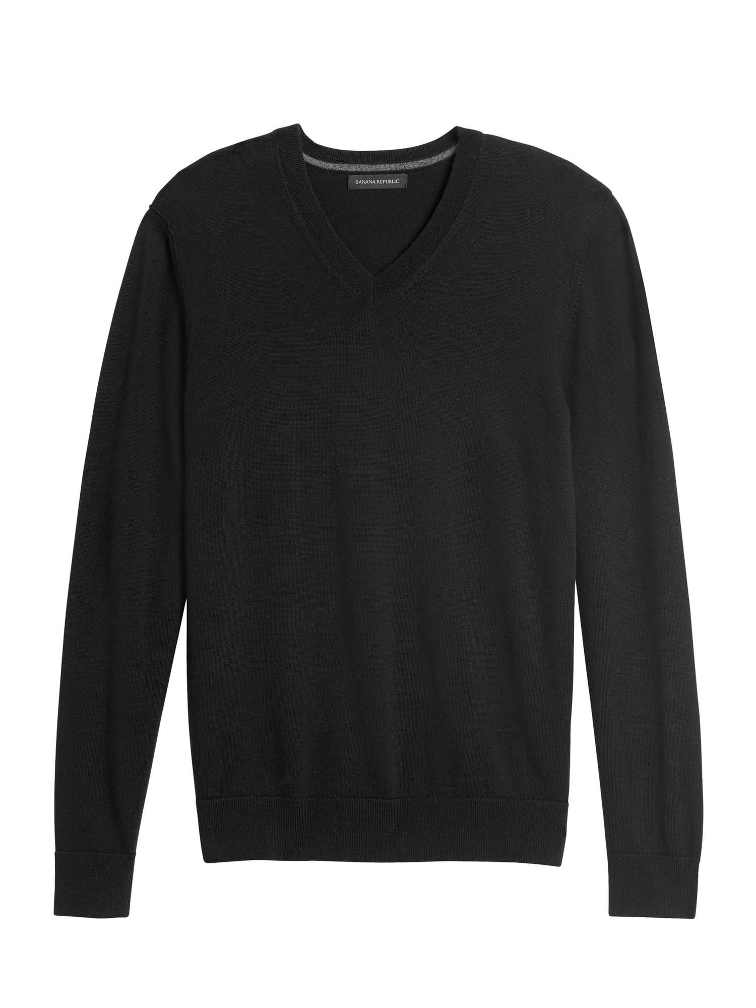 Banana Republic Men's Italian Merino V-Neck Sweater Black Size M