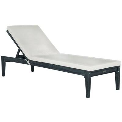 Zeman Reclining Chaise Lounge with Cushion Birch Lane Frame Color: Dark Slate Grey Frame/Beige Cushion