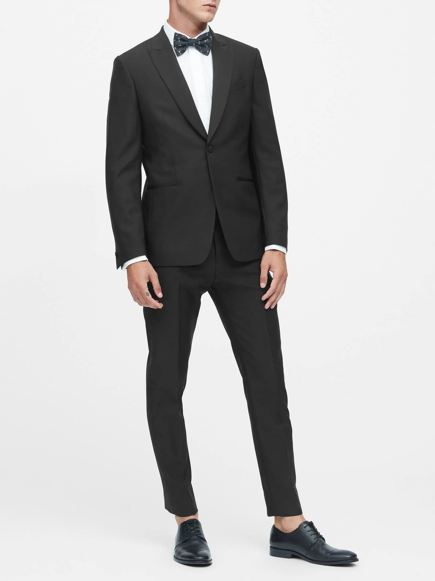 Banana Republic Men's Slim Tapered Italian Wool Tuxedo Pant Black Size 32W 32L
