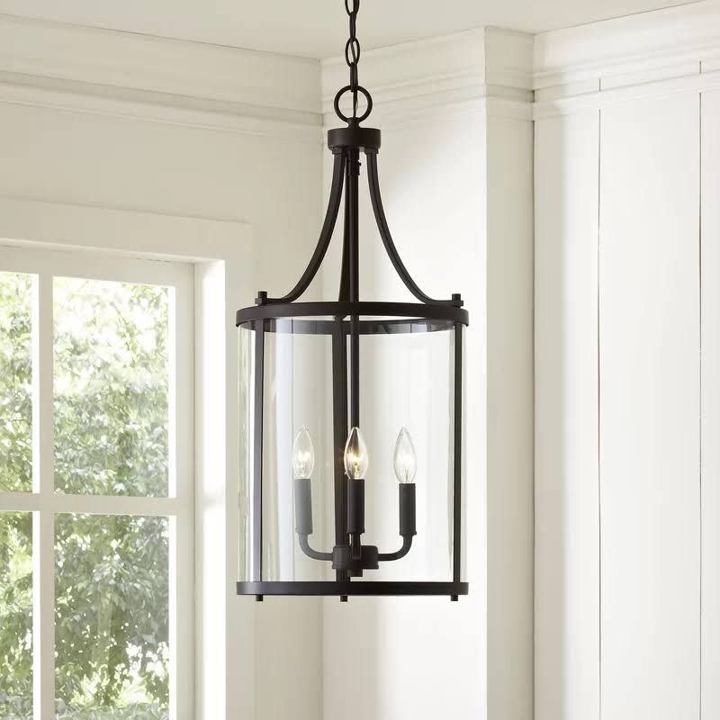 3 - Light Lantern Cylinder Pendant Finish Polished Nickel