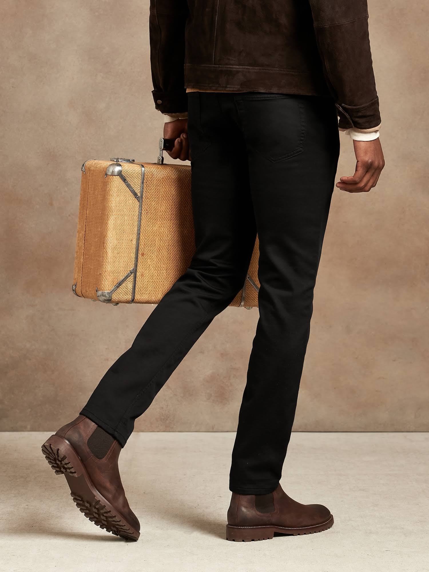 Banana Republic Men's Skinny Traveler Pant Black Size 42W 34L