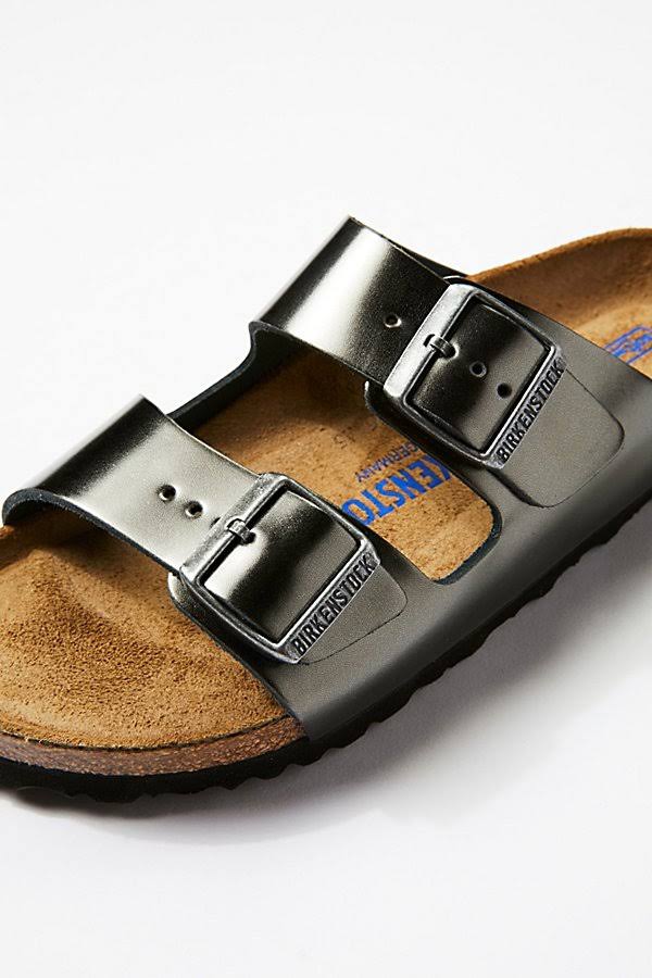 Arizona Metallic Birkenstock Sandals by Birkenstock at Free People, Anthracite, EU 36