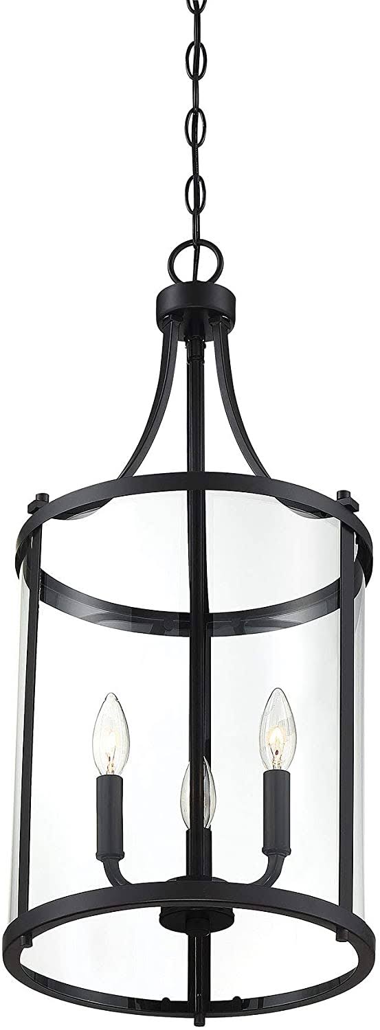 3 - Light Lantern Cylinder Pendant Satin Nickel