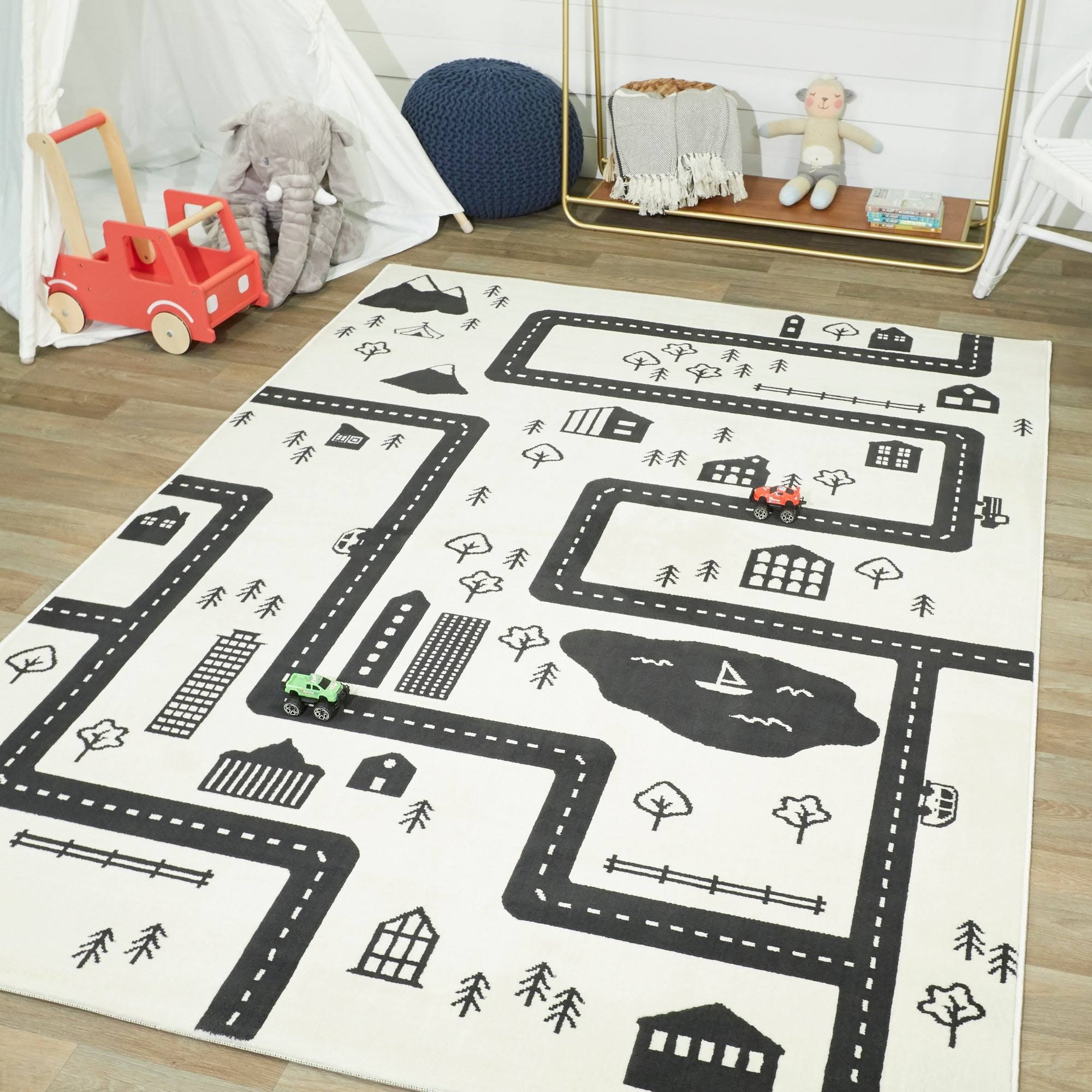 BALTA Urban Adventure Road Ivory/Black 4 ft. x 6 ft. Area Rug