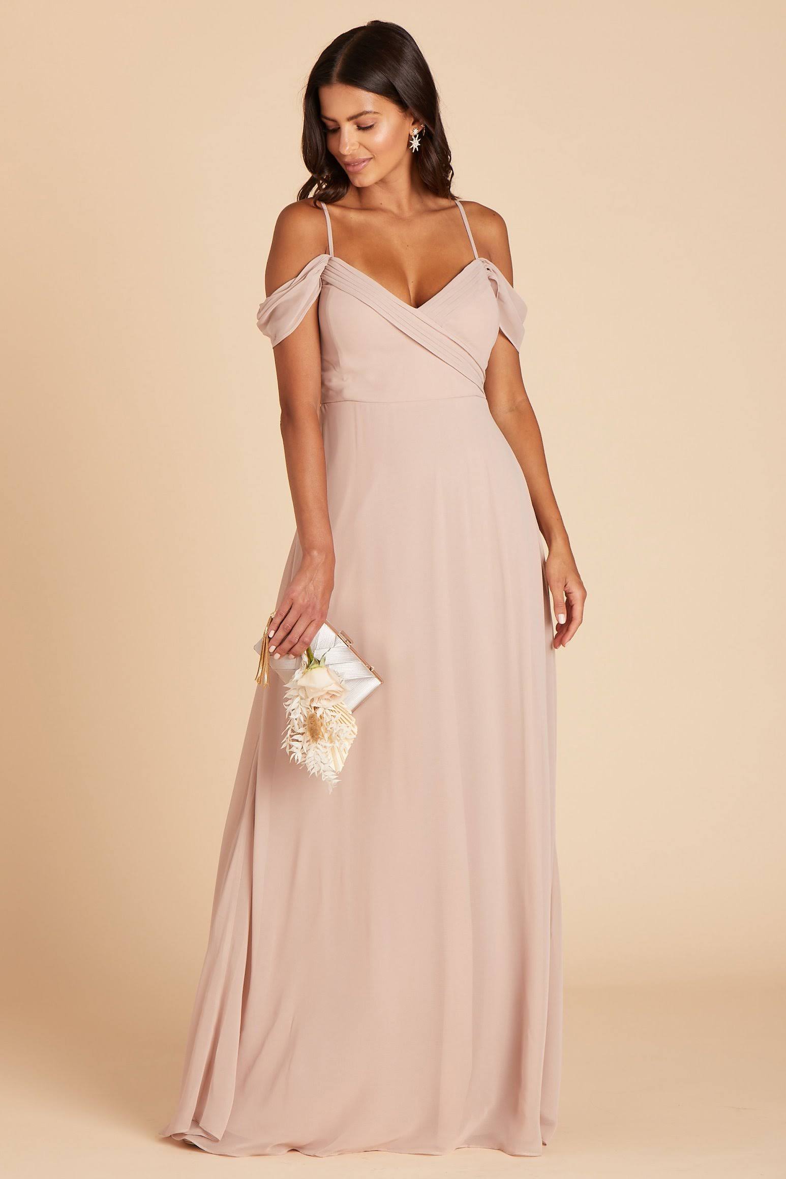 Birdy Grey Spence Convertible Chiffon Bridesmaid Dress in Taupe S / Taupe