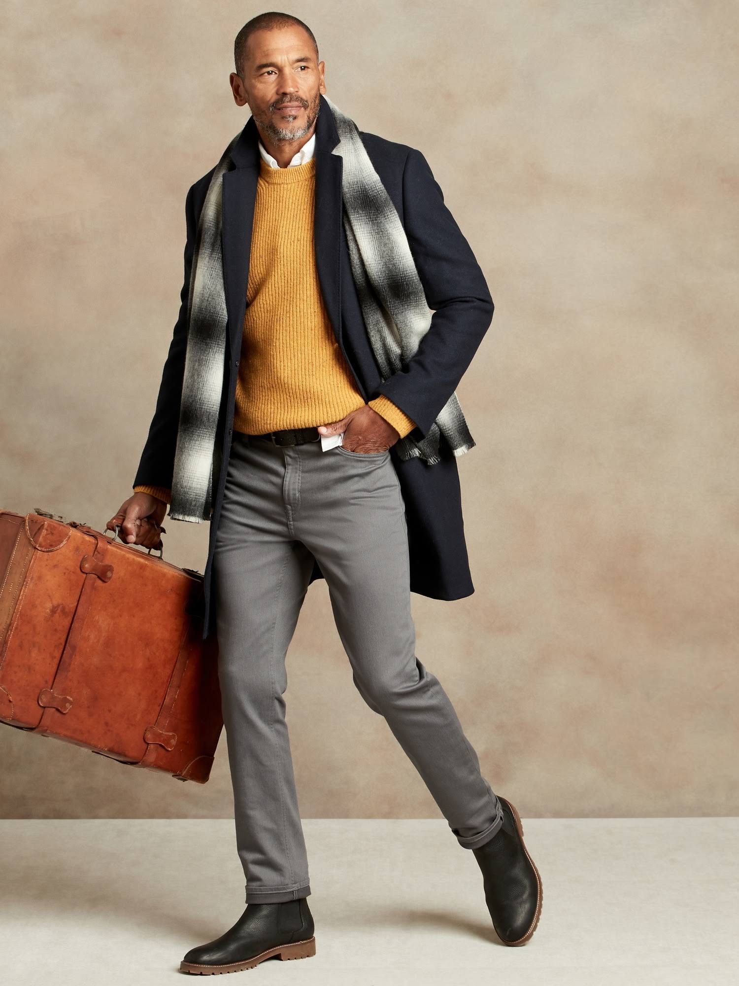 Banana Republic Men's Slim Heathered Traveler Pant Smoke Gray Size 40W 34L