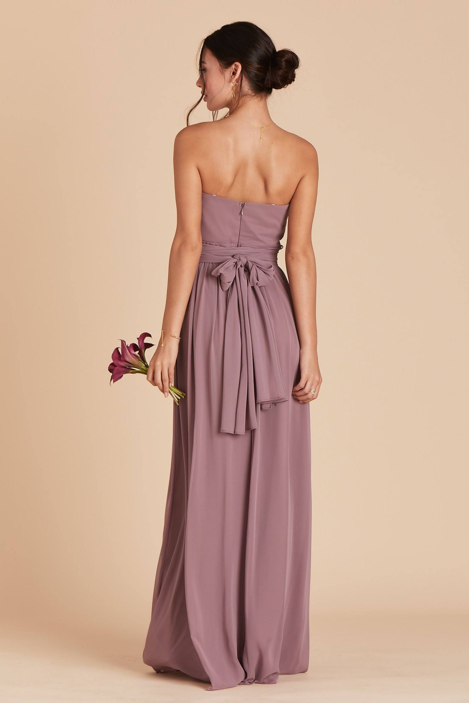 Birdy Grey Grace Convertible Chiffon Bridesmaid Dress in Dark Mauve L / Dark Mauve / No Slit