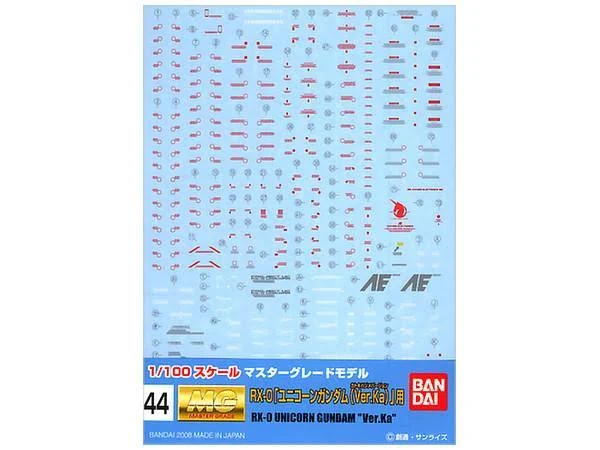 Bandai Hobby Gundam Decal GD-44 RX-0 Gundam Unicorn Ver. KA mg 1/100 W