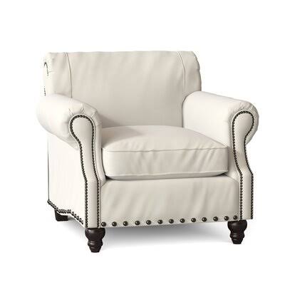 Landry 40x22 Wide Down Cushion Armchair Birch LANE? Body Fabric: Spinnsol Natural, Nailhead Detail: Old Gold Spotted