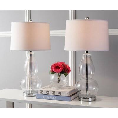 Deerfield 29x22 Table Lamp Set Base Color: Clear/White Shade