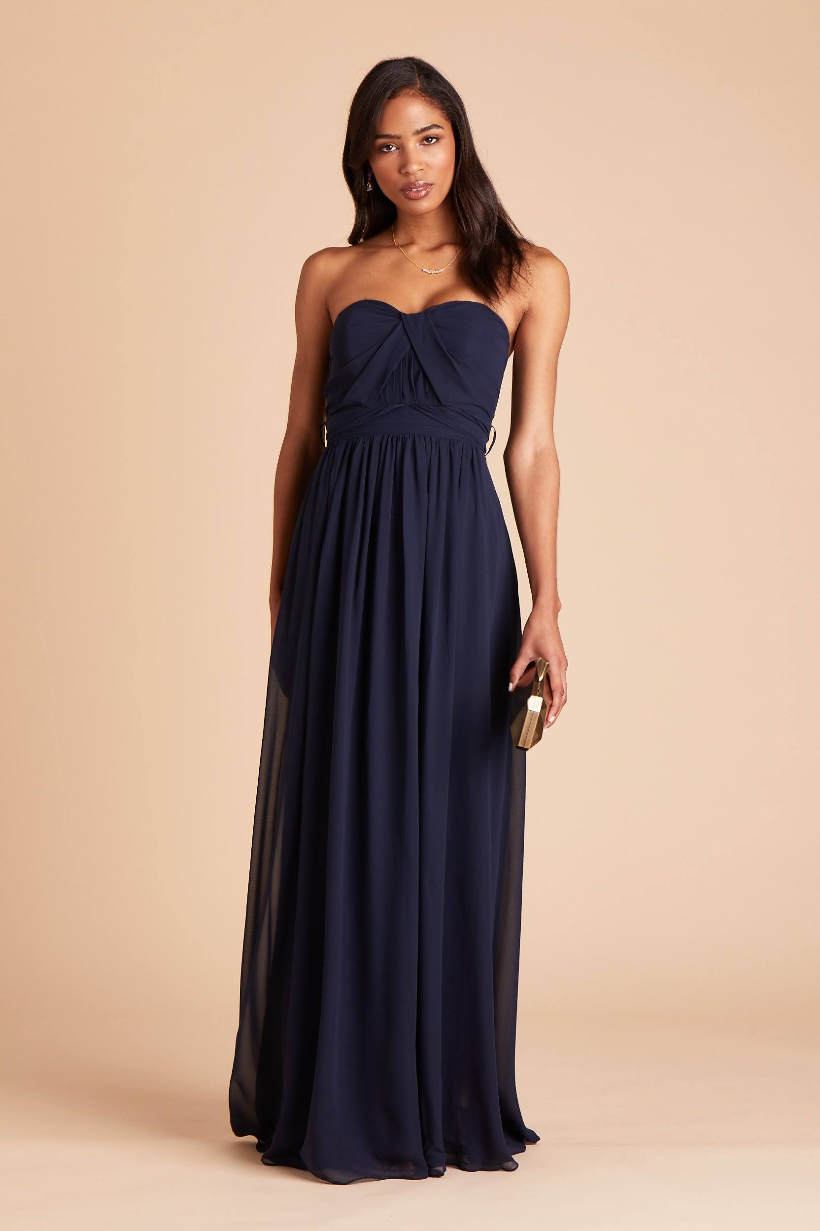 Grace Convertible Chiffon Bridesmaid Dress in Navy M / Navy / No Slit