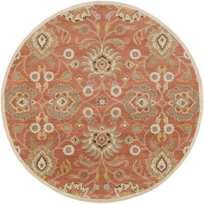 Arden Floral Handmade Tufted Wool Burnt Orange Area Rug Birch Lane Rug Size: Round 9&9x22