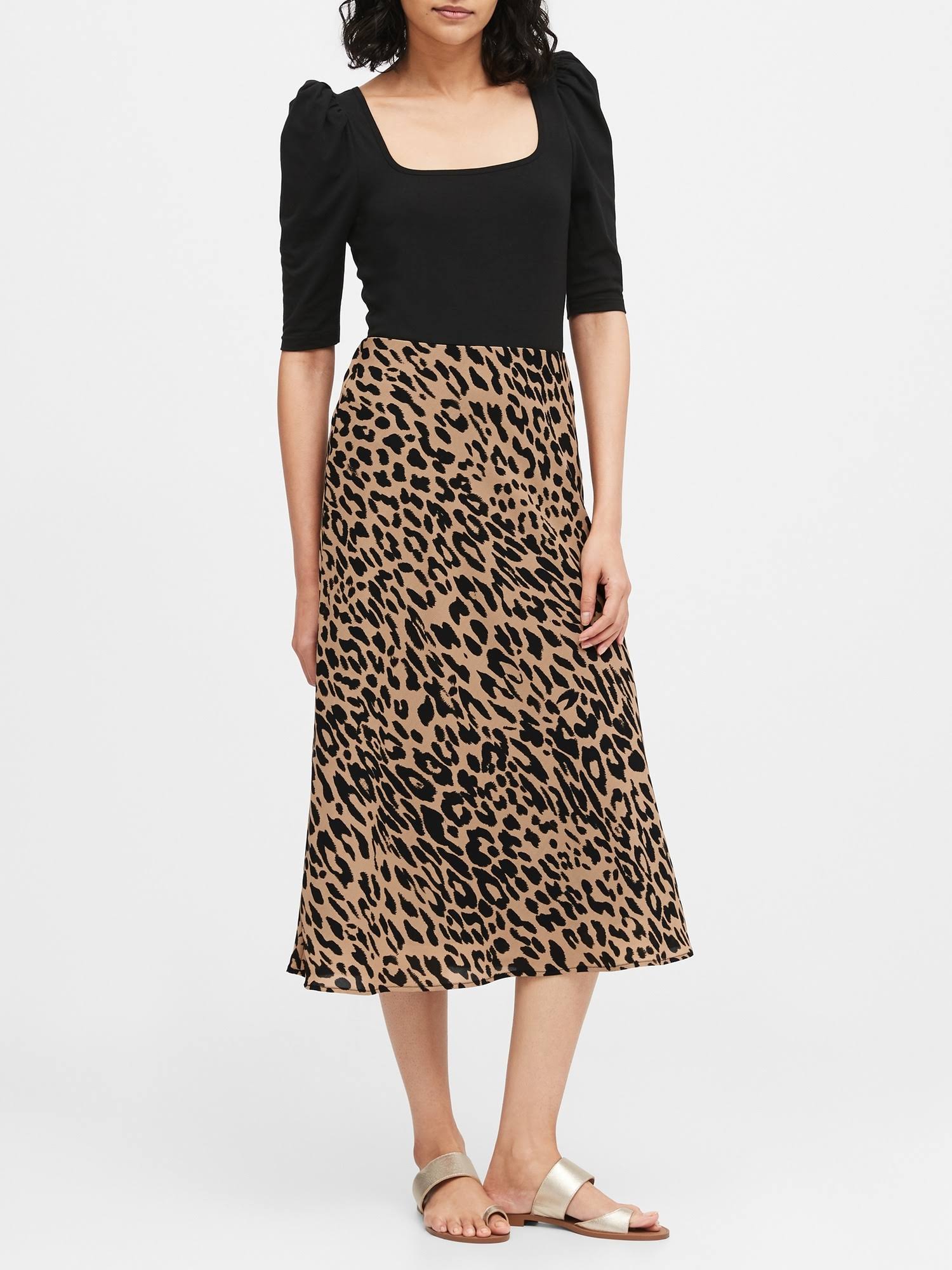 Banana Republic Women's Print Slip Skirt Leopard Print Size XL