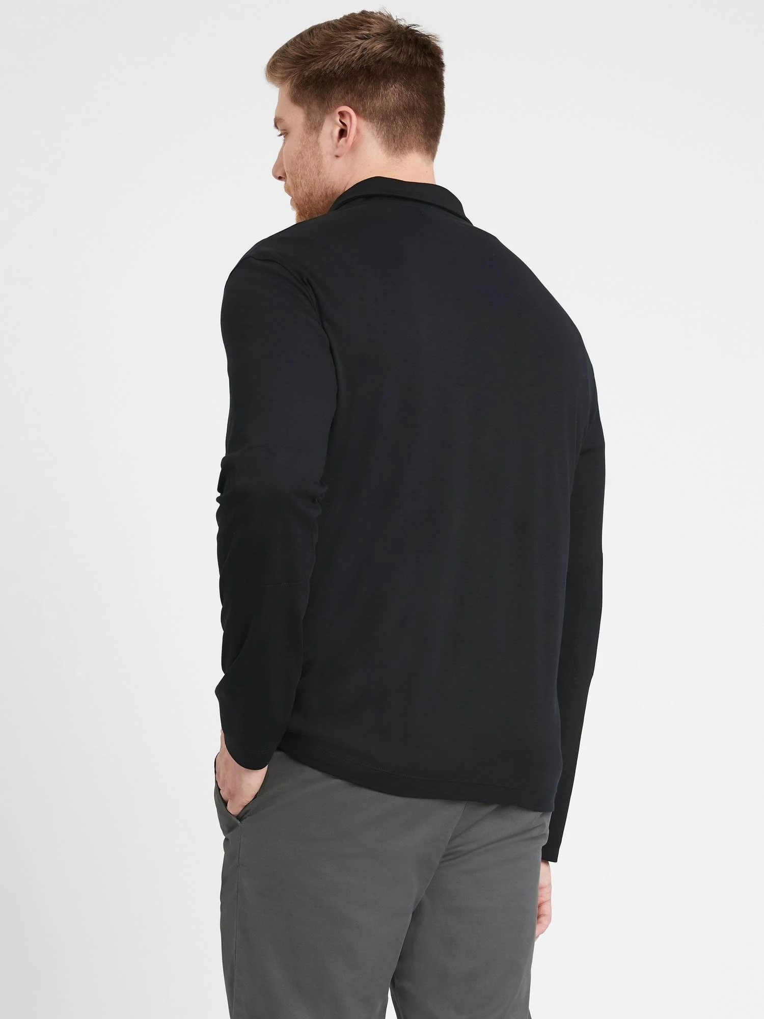 Banana Republic Men's Luxury-Touch Performance Half-Zip T-Shirt Black Tall Size XL