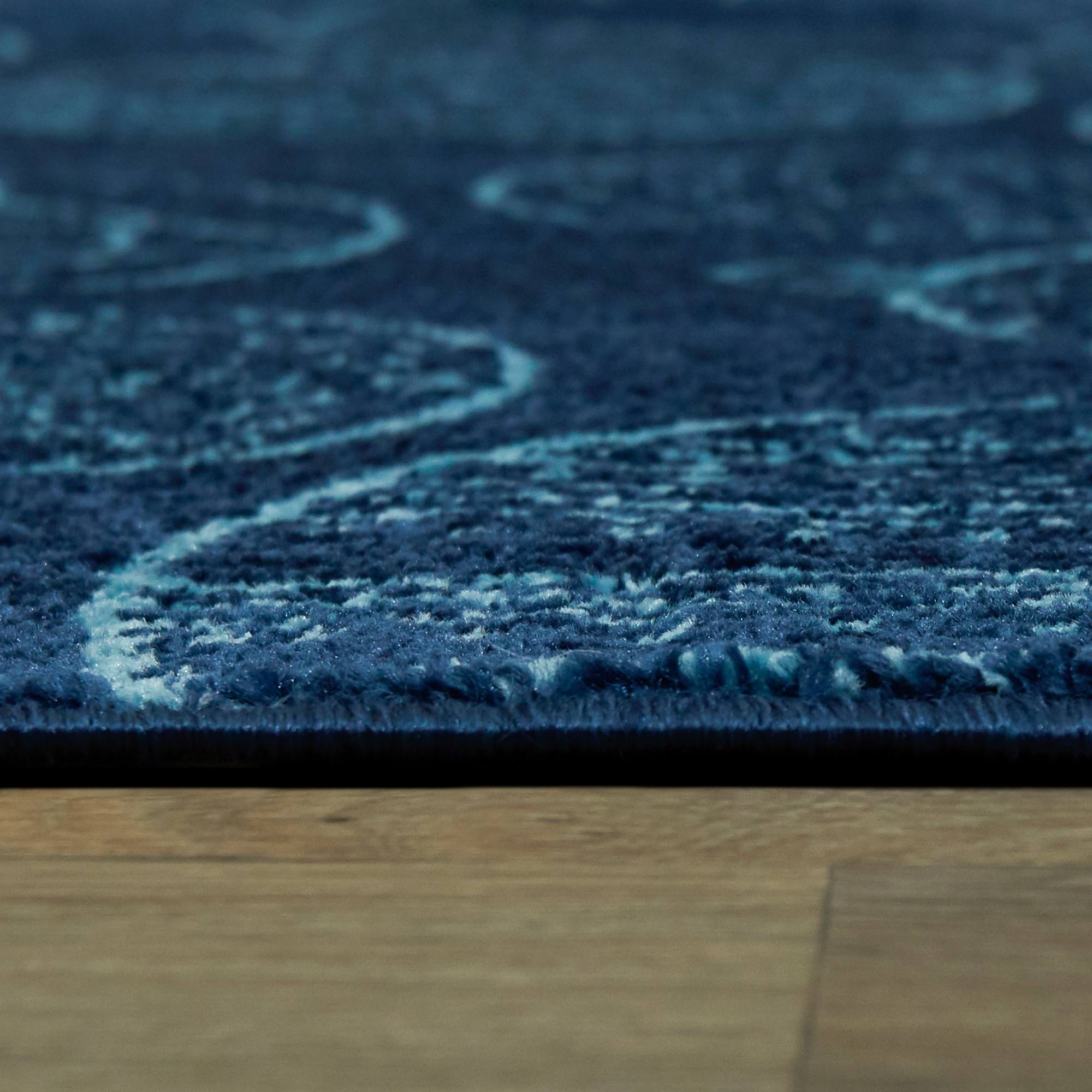 Taylor & Olive Planets Rug for Kids Boys and Girls - 5&3x22 x 7& - Blue/White