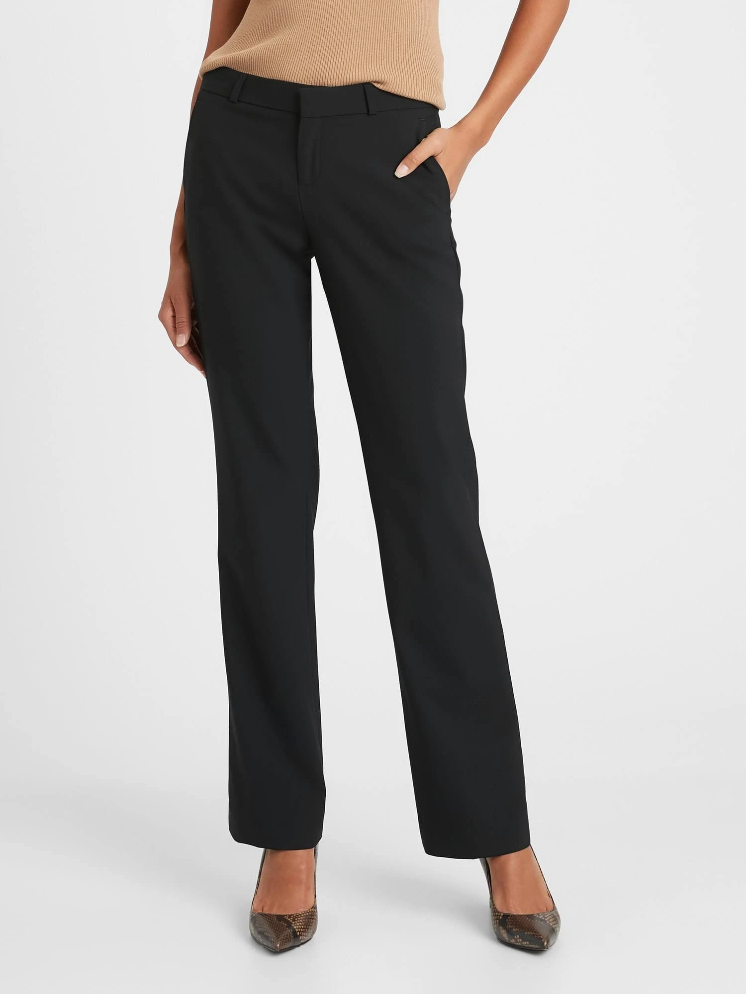 Banana Republic Women's Logan Trouser-Fit Washable Wool-Blend Pant Black Size 4 Regular