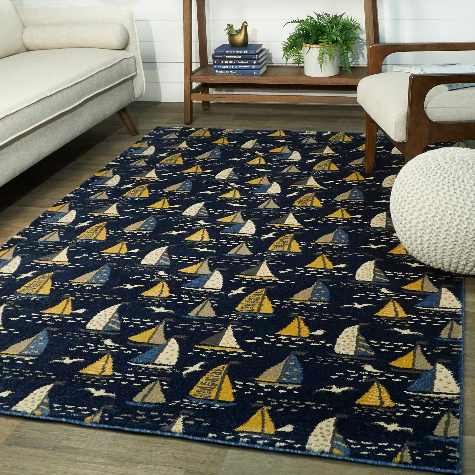 BALTA Bay Marina Dark Blue 8 ft. x 10 ft. Coastal Boat Area Rug