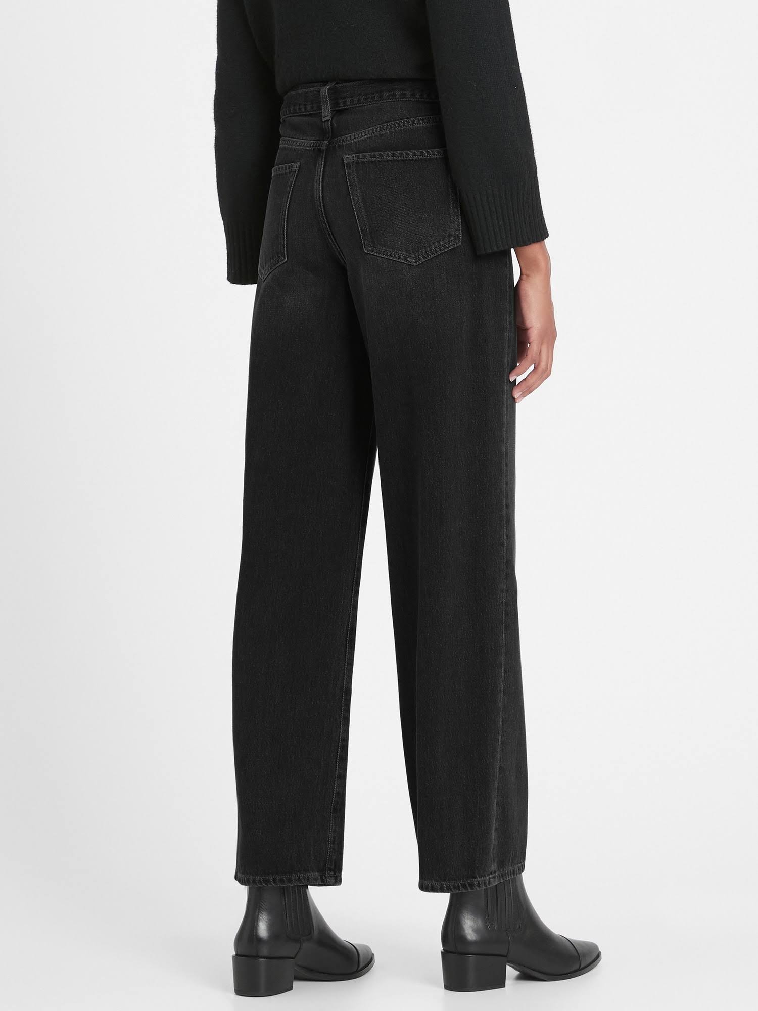 Banana Republic Women's High-Rise Wide-Leg Jean Washed Black Size 25 Regular
