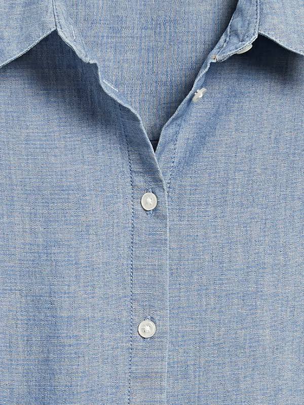 Banana Republic Women's Chambray Roll-Cuff Shirt Cerulean Blue Size L